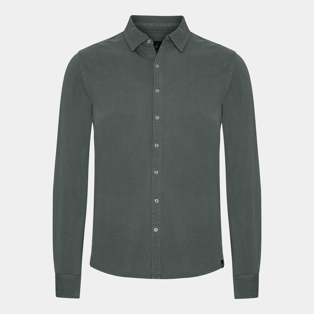 Green Long-Sleeve Piqué Polo Shirt