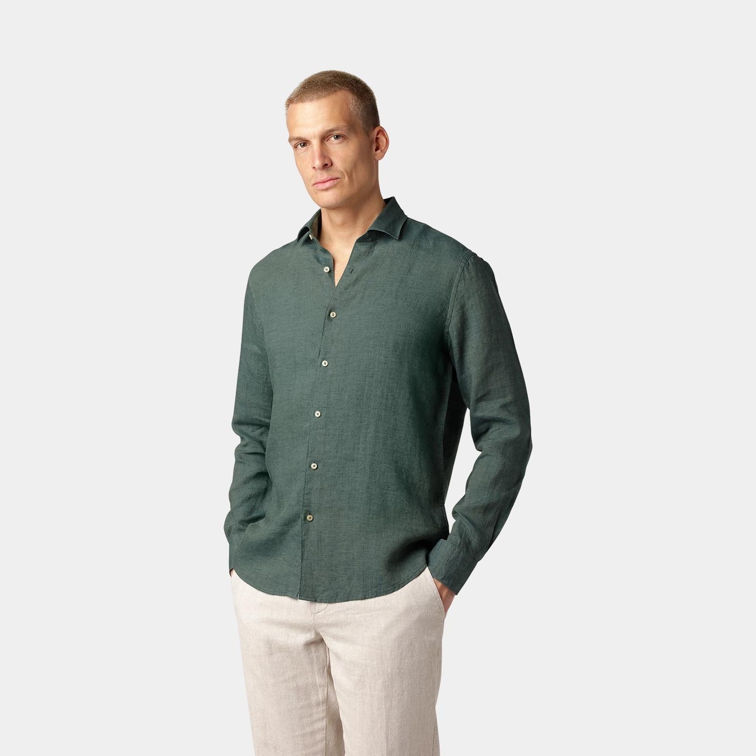 Linen Men Shirt - Green main image 0