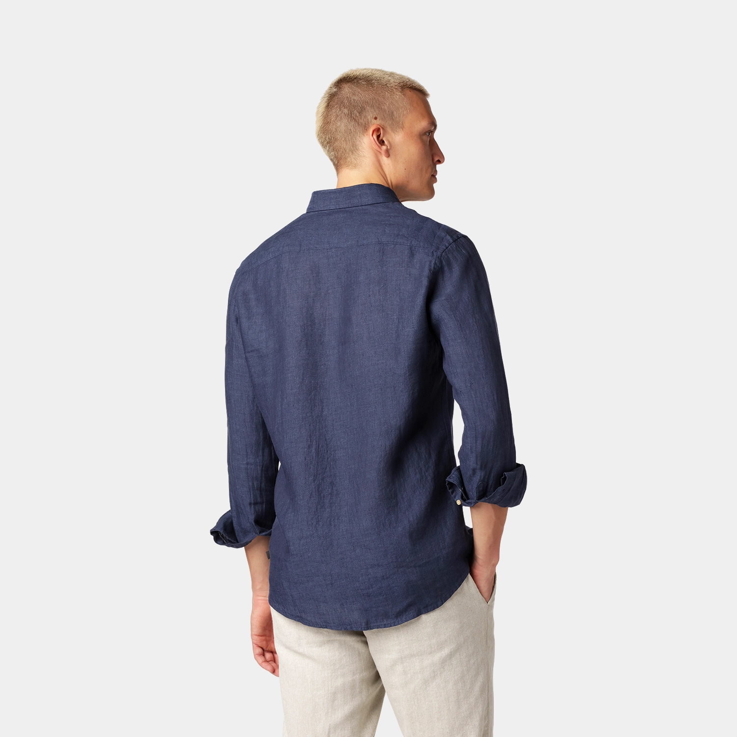 Denimblå Premium Linneskjorta