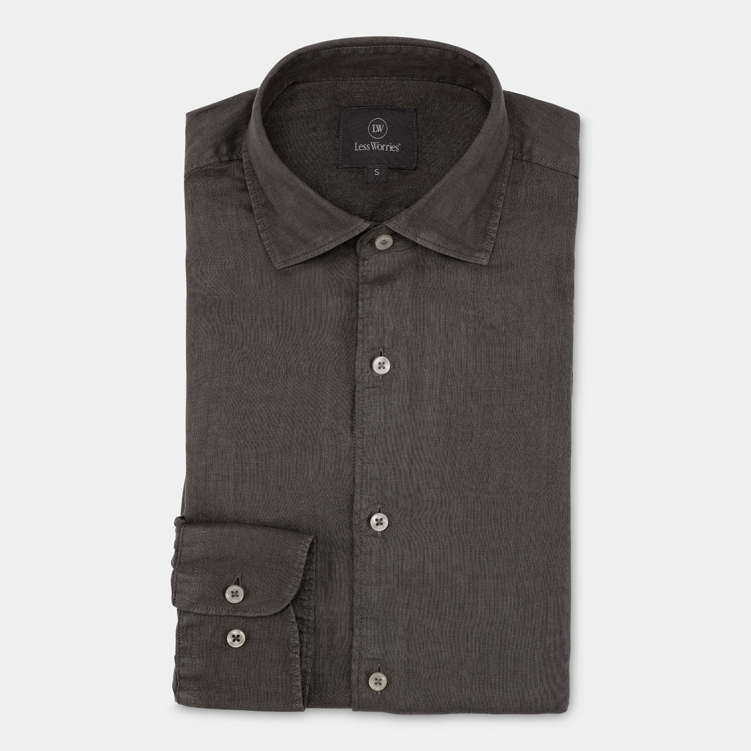 Grå Premium Linneskjorta