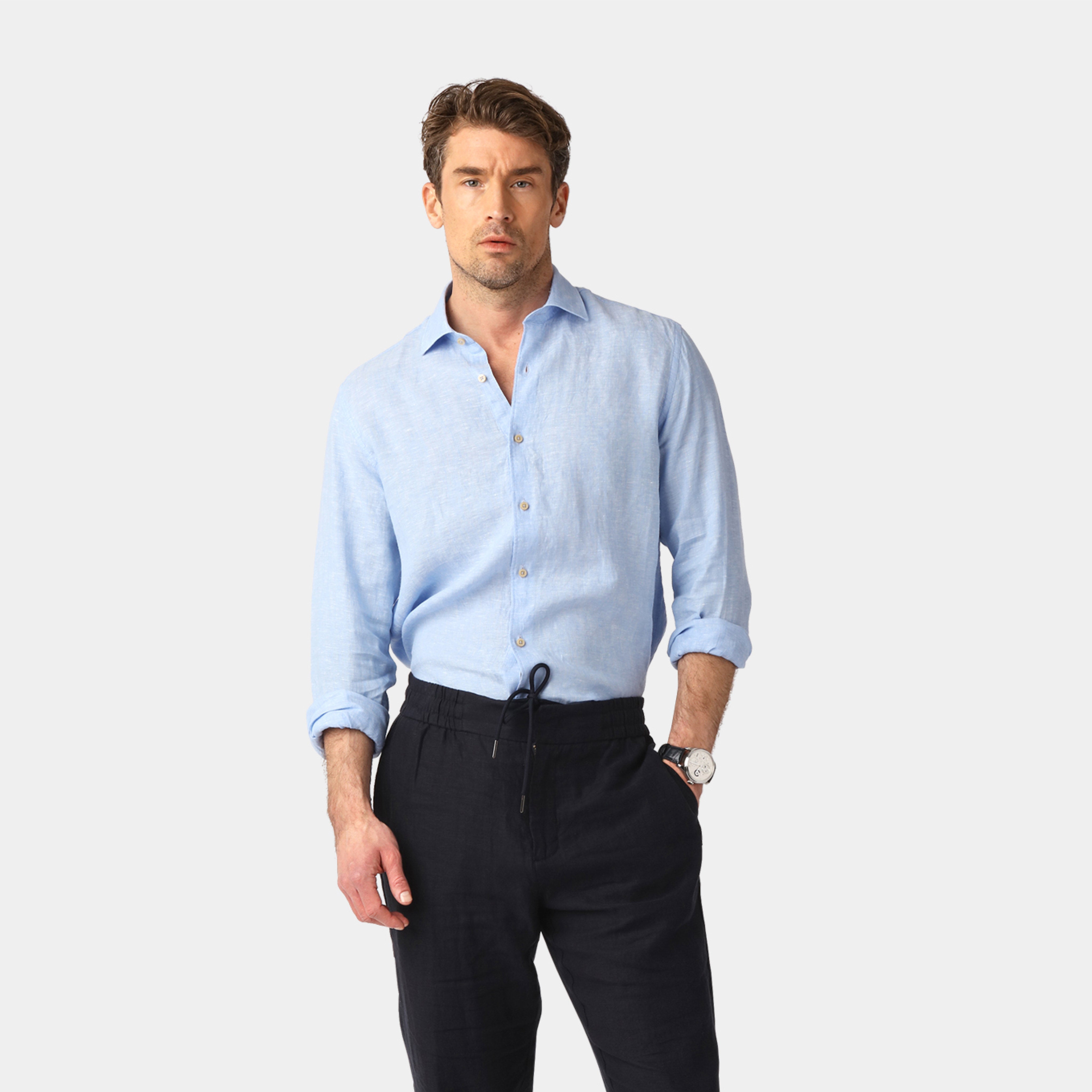 New Light Blue Linen Shirt – 100% Linen