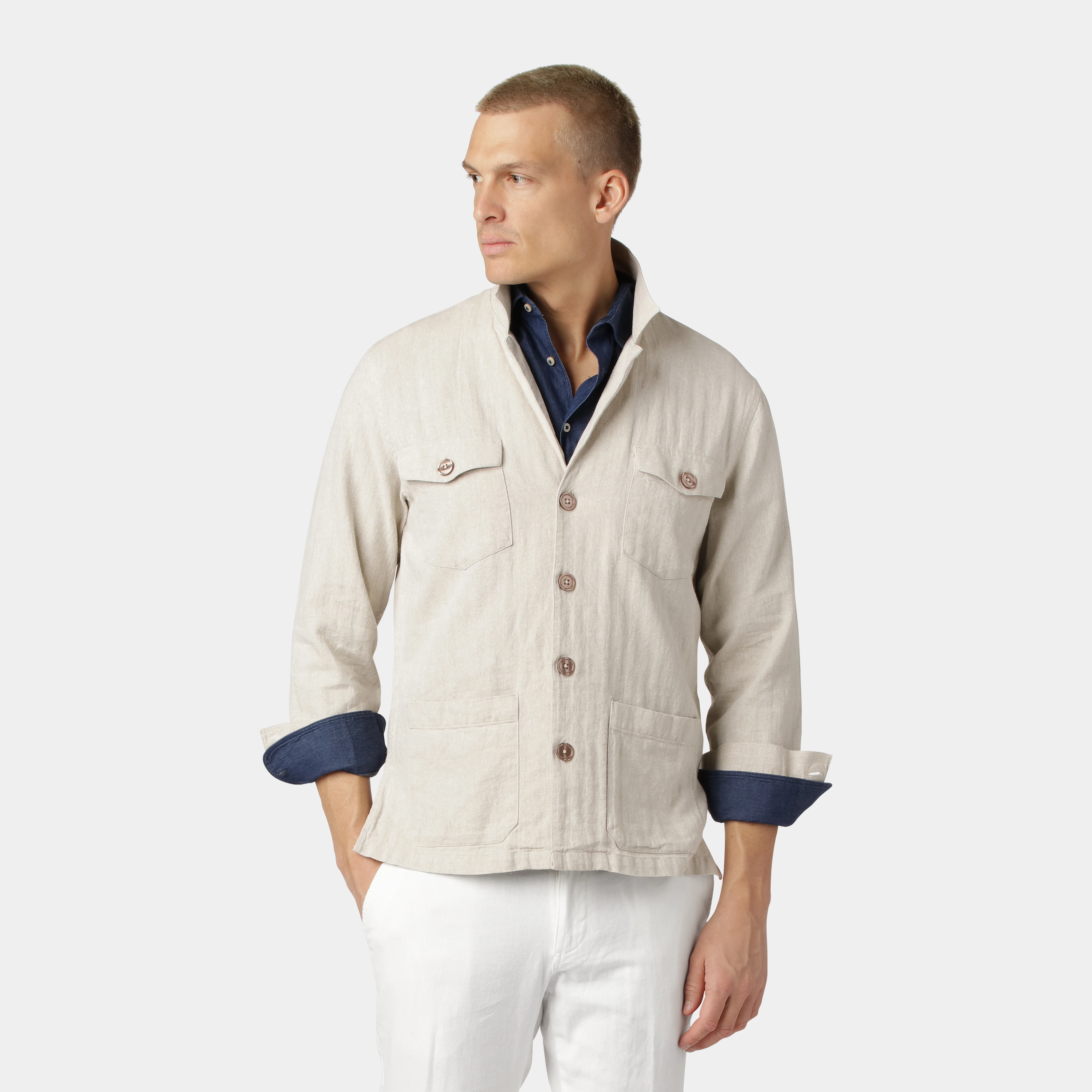 Sand Dressad Overshirt - Linnemix