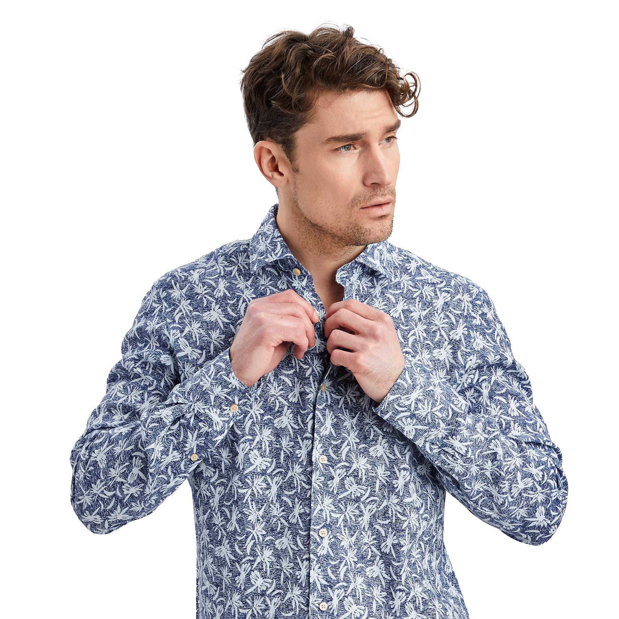 Blommönstrad Premium Linneskjorta