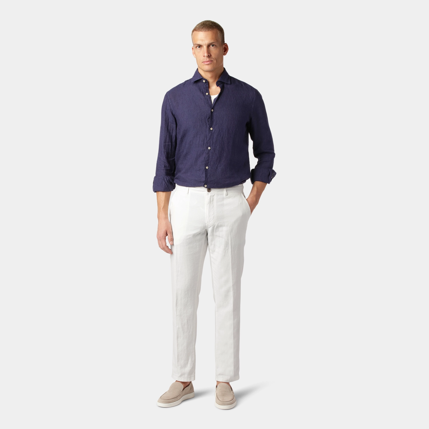 Off-white Linen-Cotton Pants