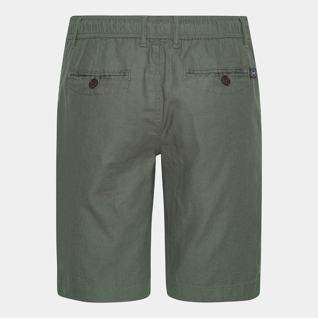 Green Linen-Cotton Shorts