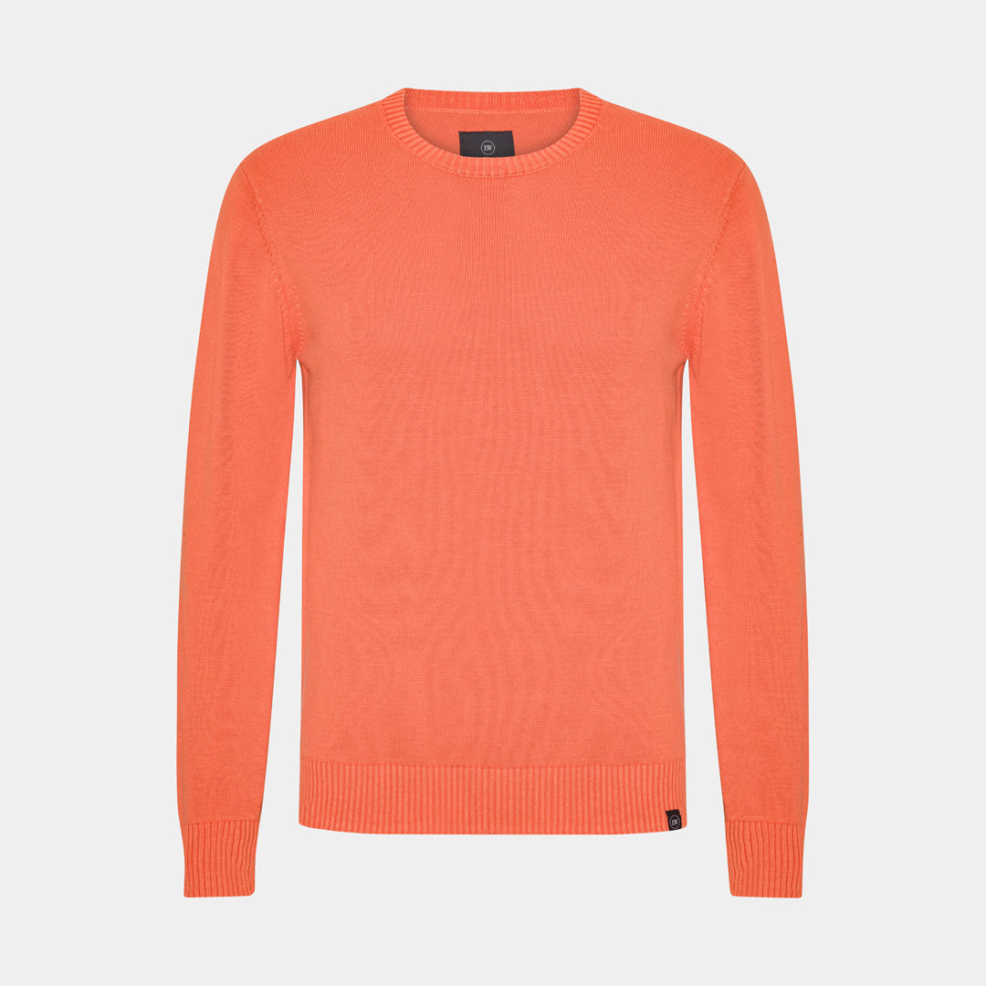 Orange Cotton Crewneck Sweater