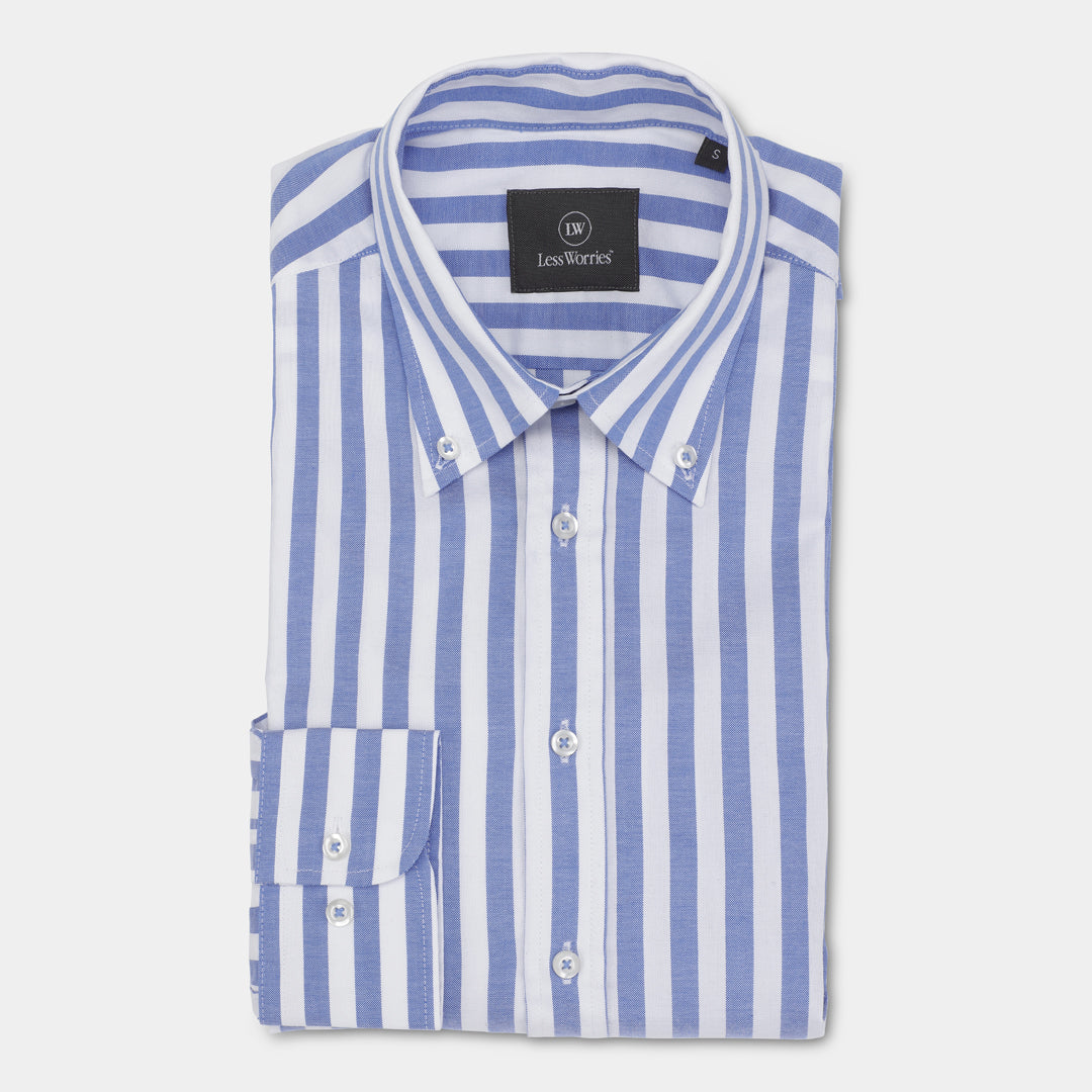 Blue Fine Oxford Stripe