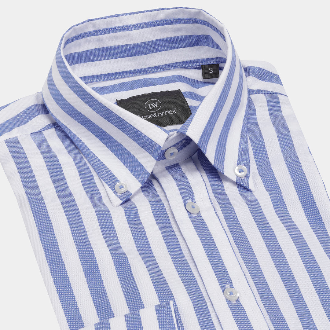 Blue Fine Oxford Stripe