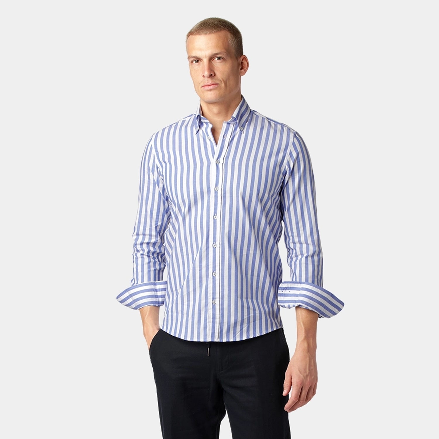 Blue Fine Oxford Stripe