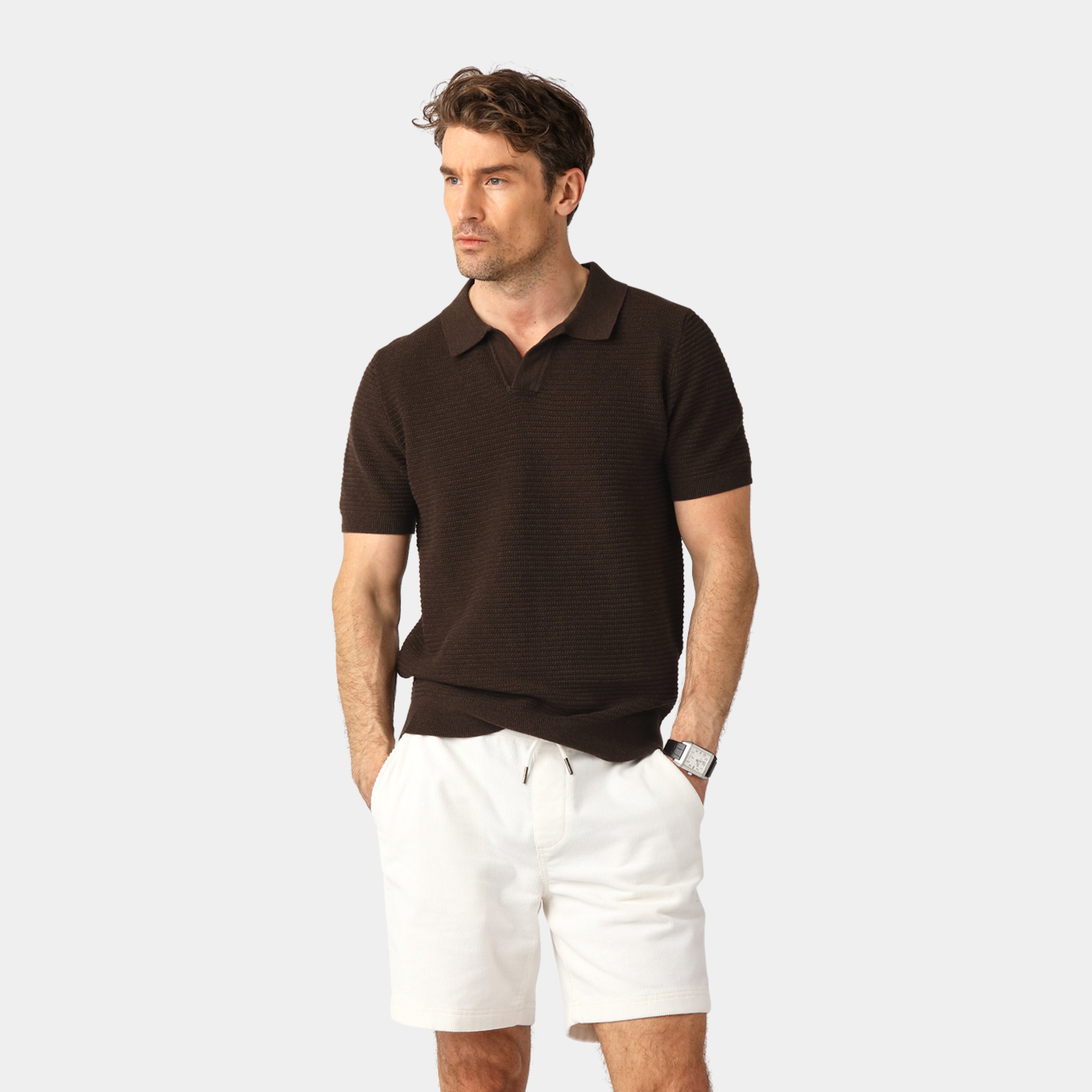 Brown Knitted Resort Polo