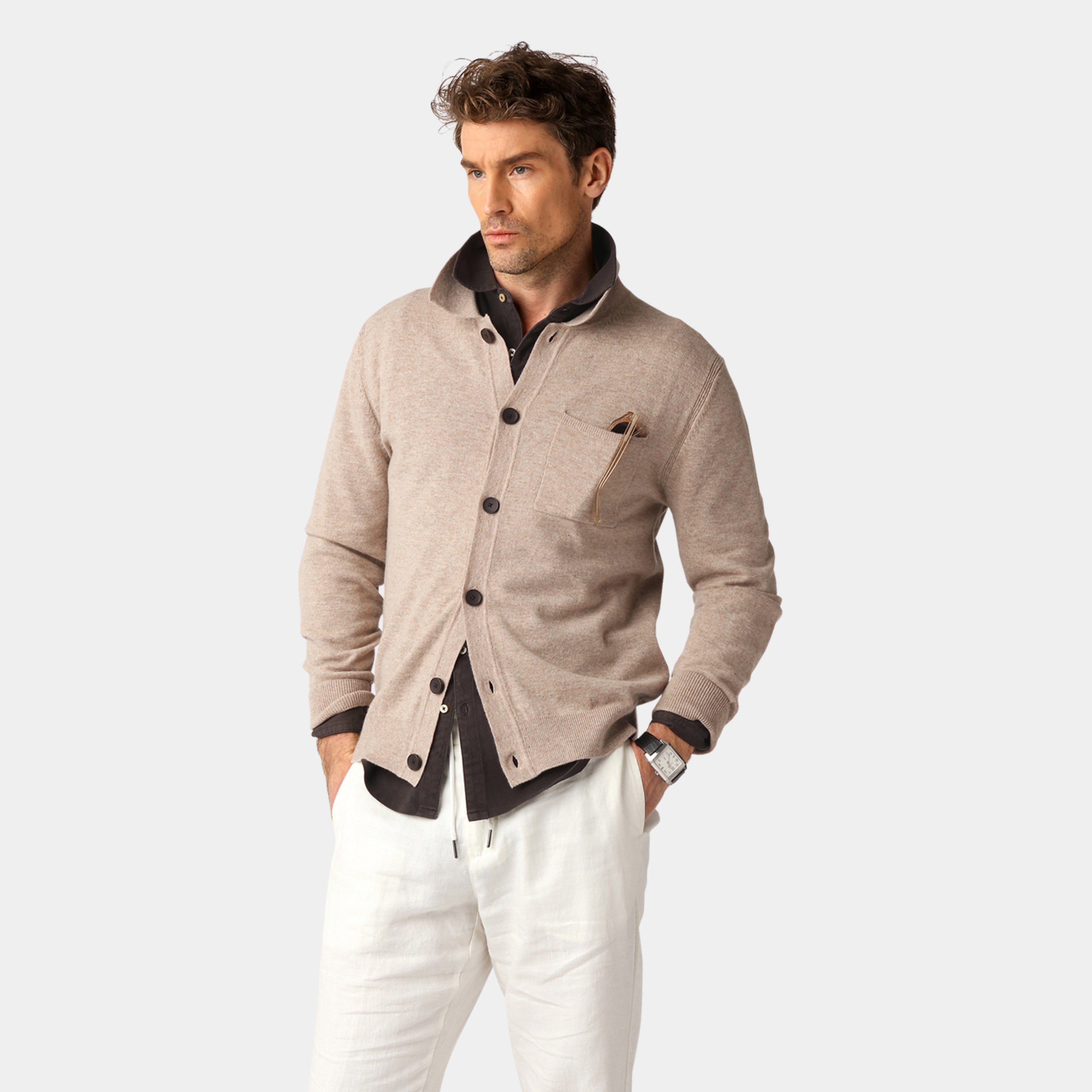 Sand Cashmere Cardigan