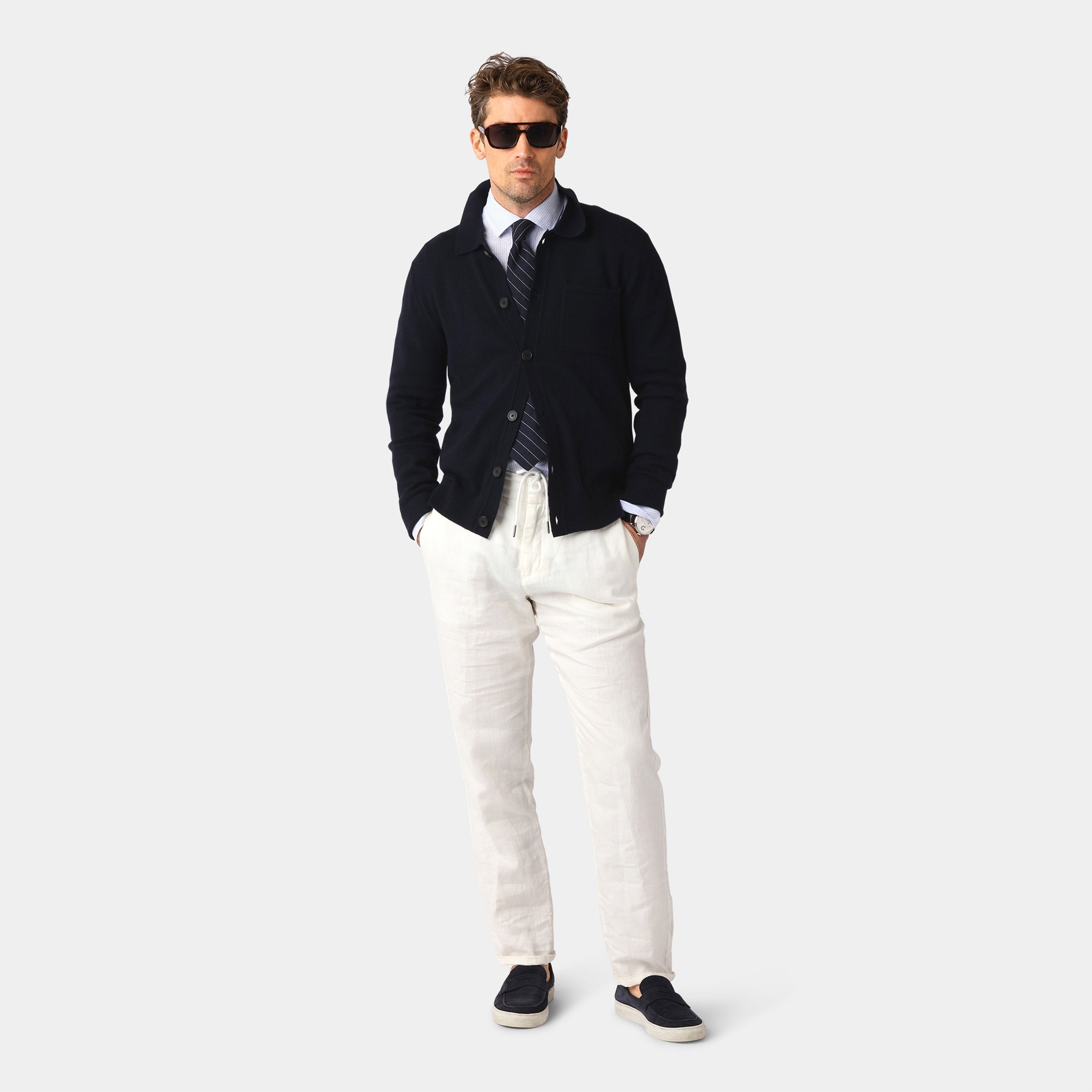 Mörkblå Merino-Kashmir Cardigan