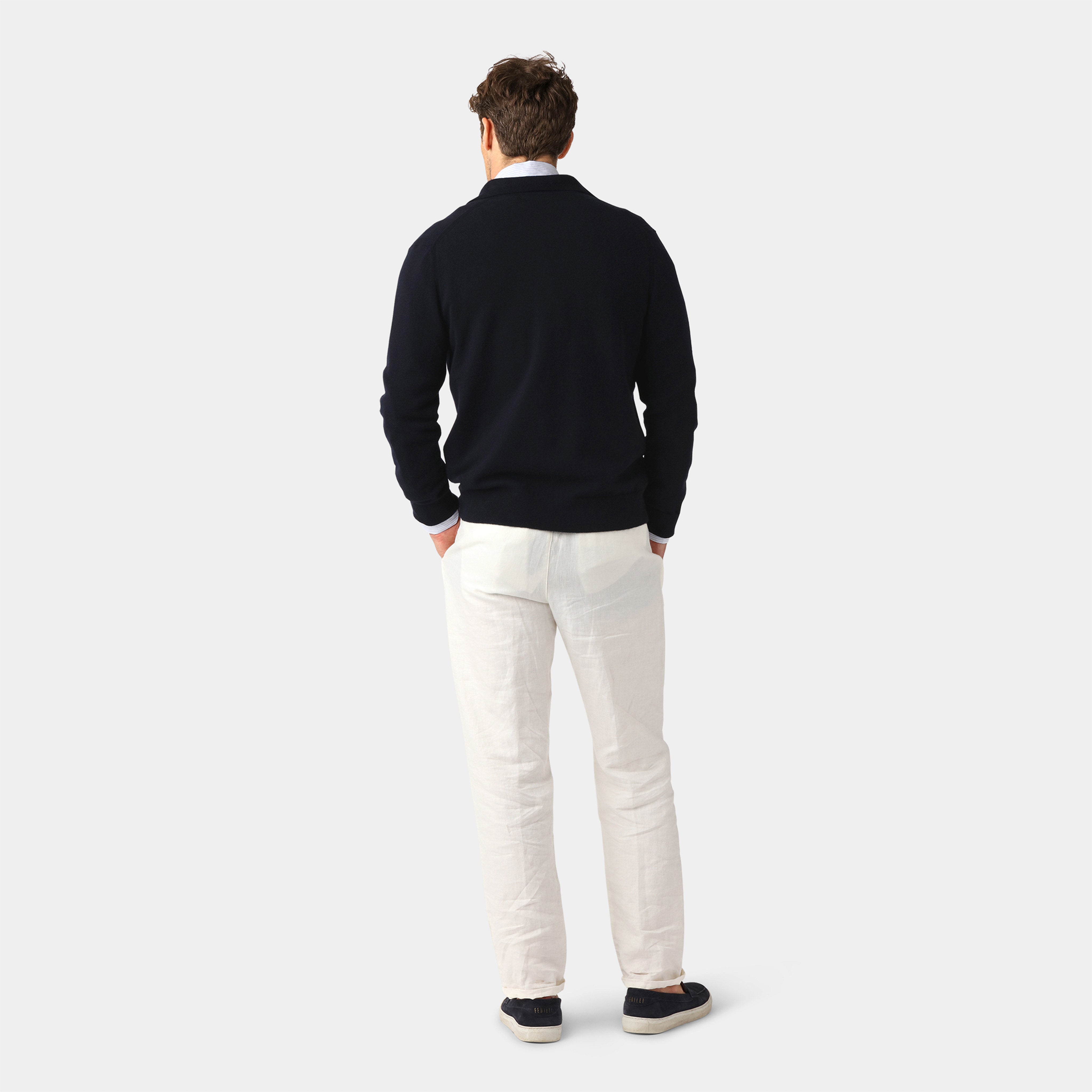 Mörkblå Merino-Kashmir Cardigan