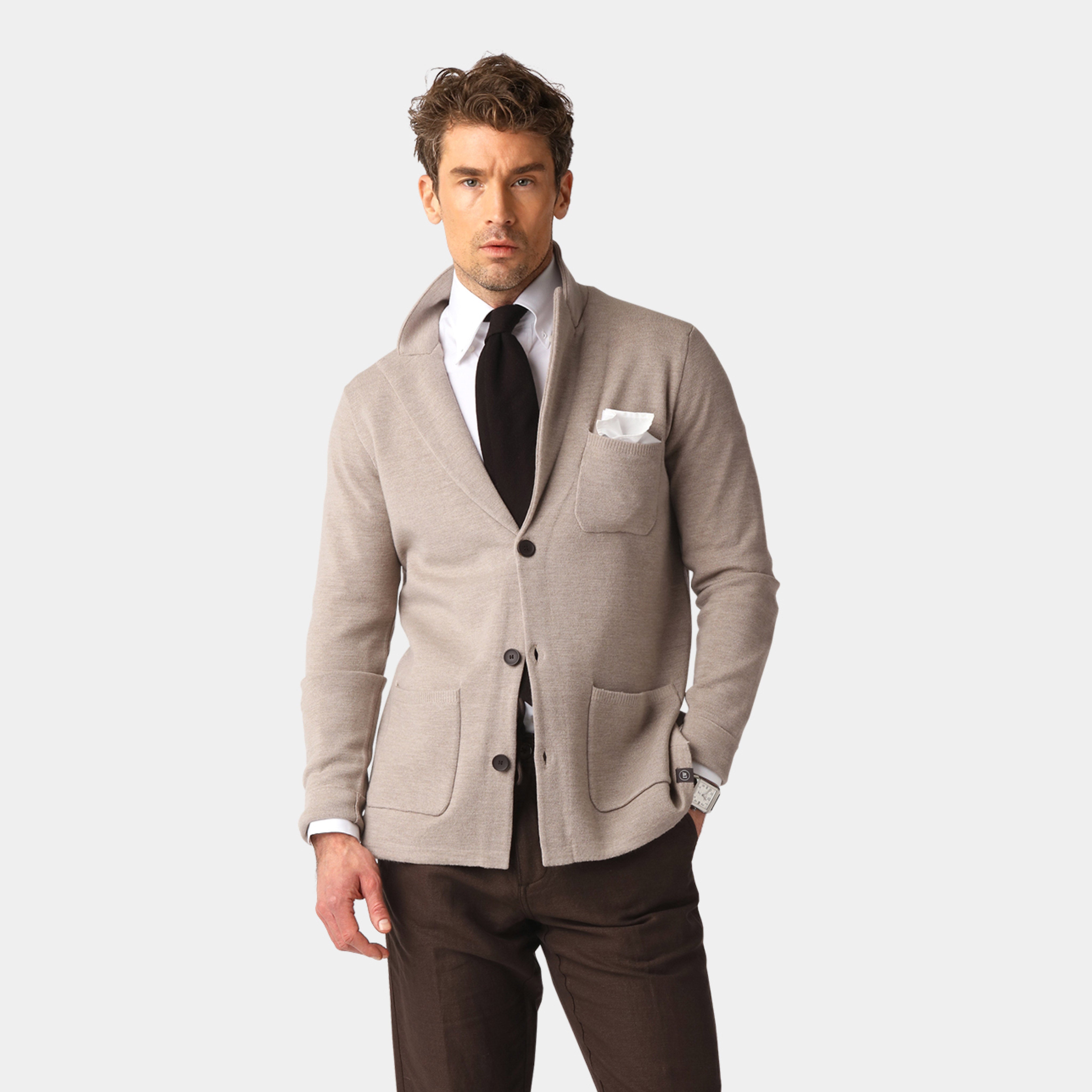 Sand Knitted Milano Merino Blazer