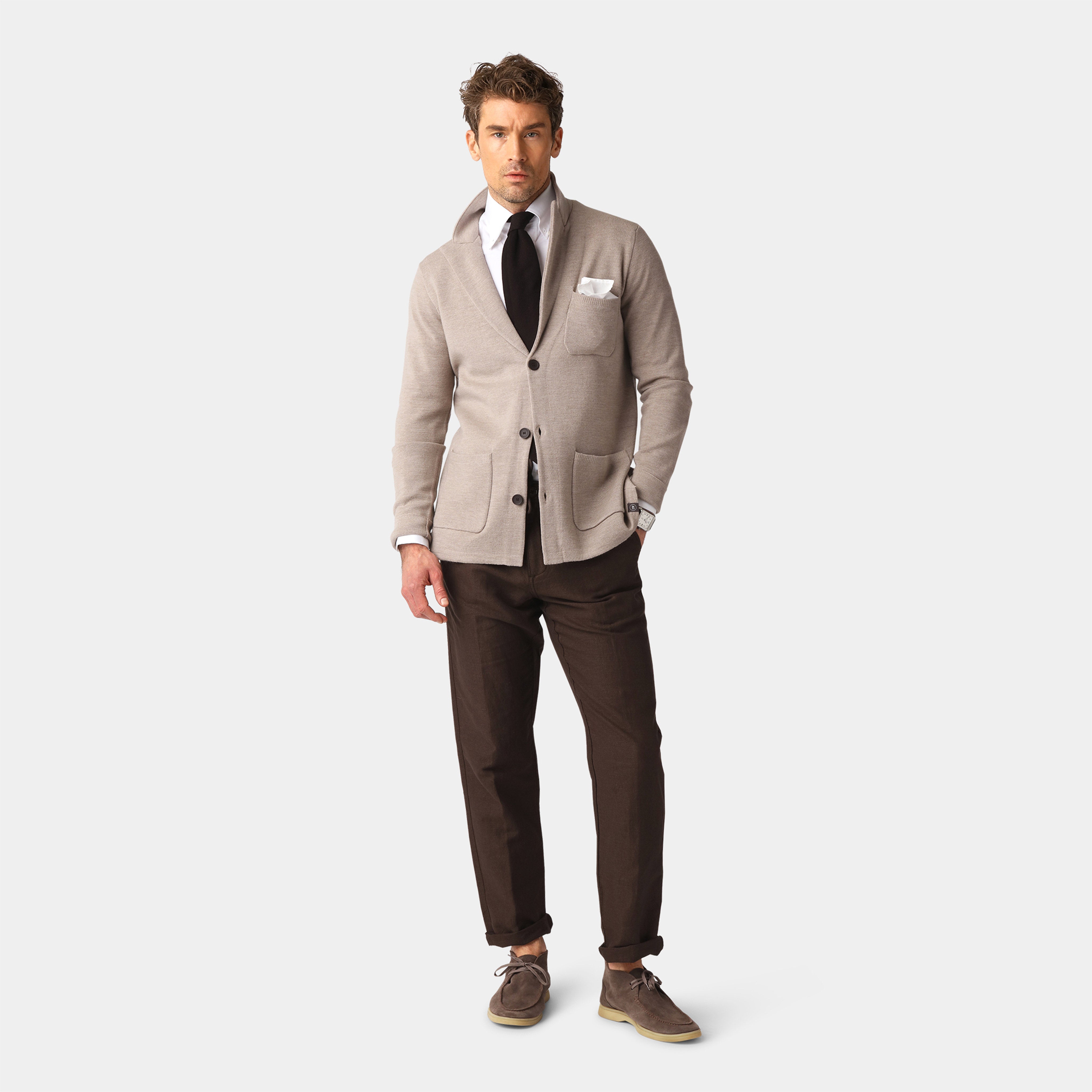Sand Knitted Milano Merino Blazer