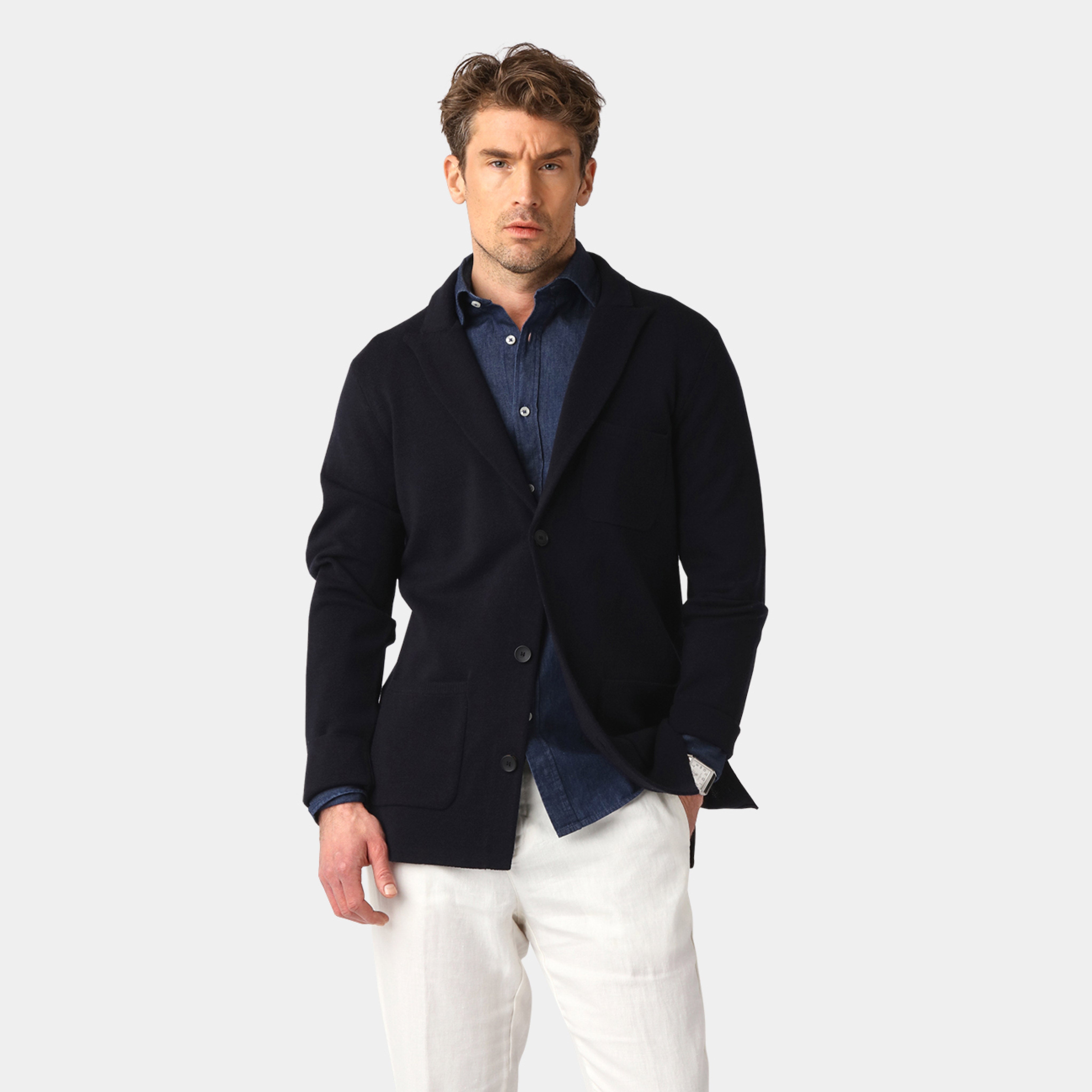 Navy Knitted Milano Merino Blazer