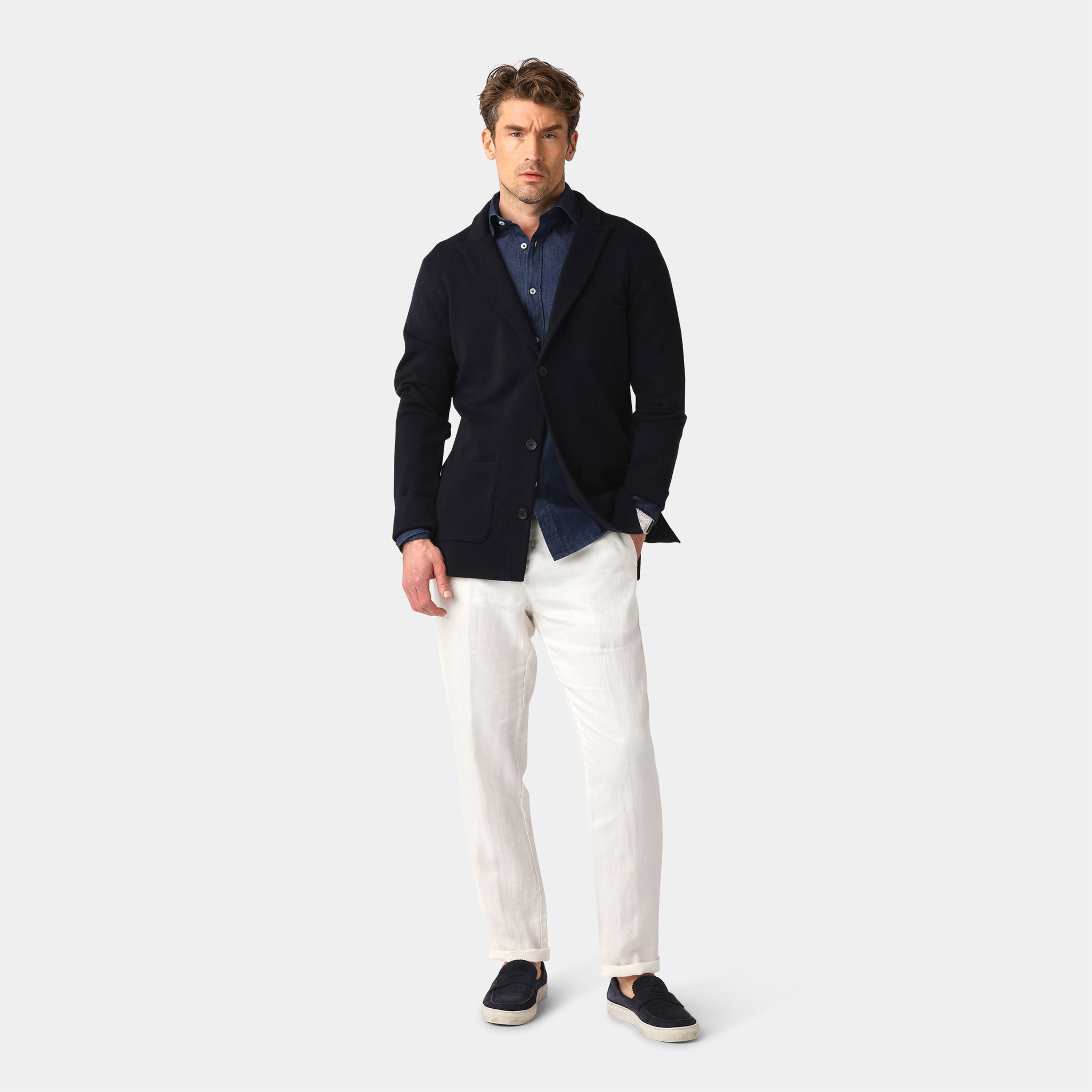 Navy Knitted Milano Merino Blazer