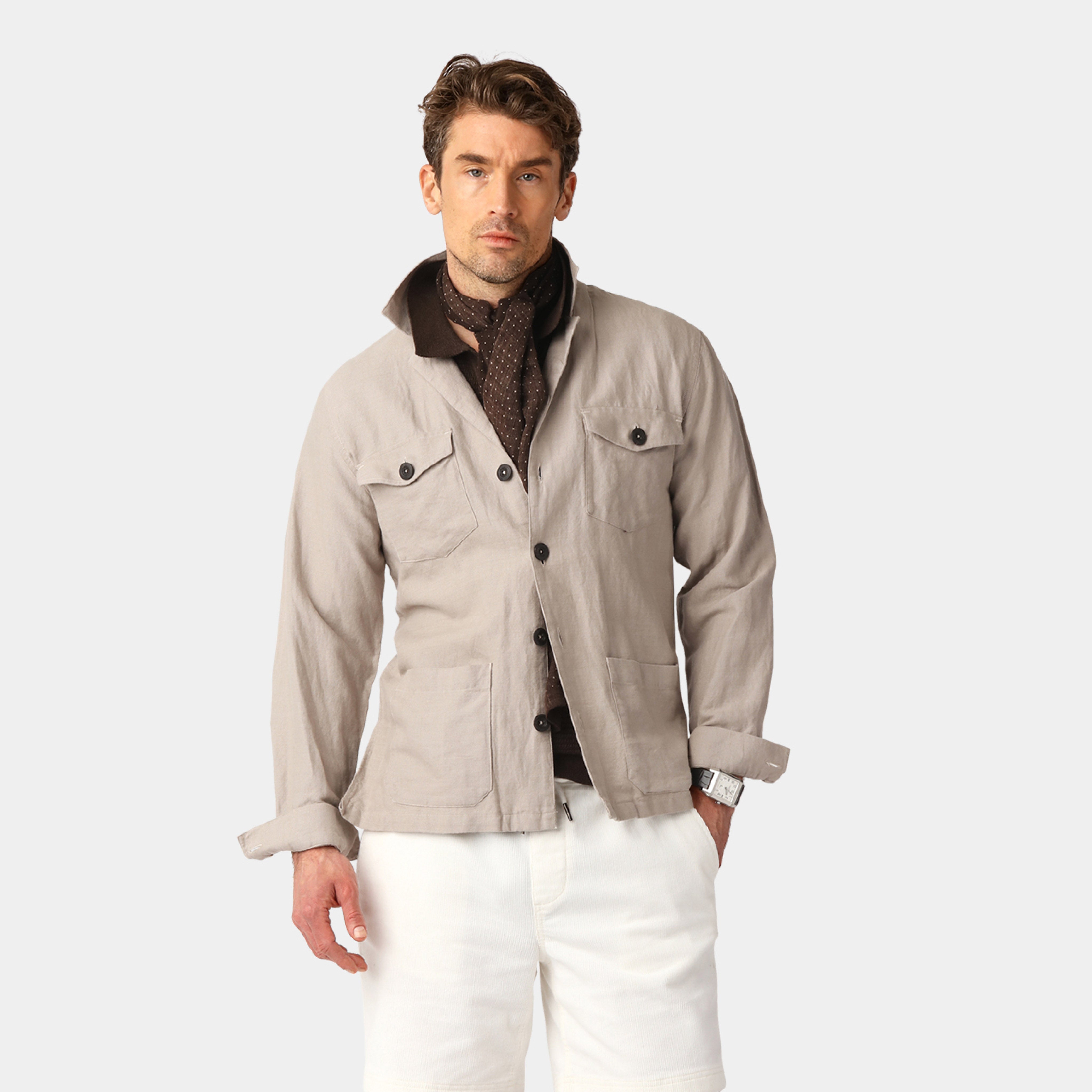 Sand Linen Blend Overshirt