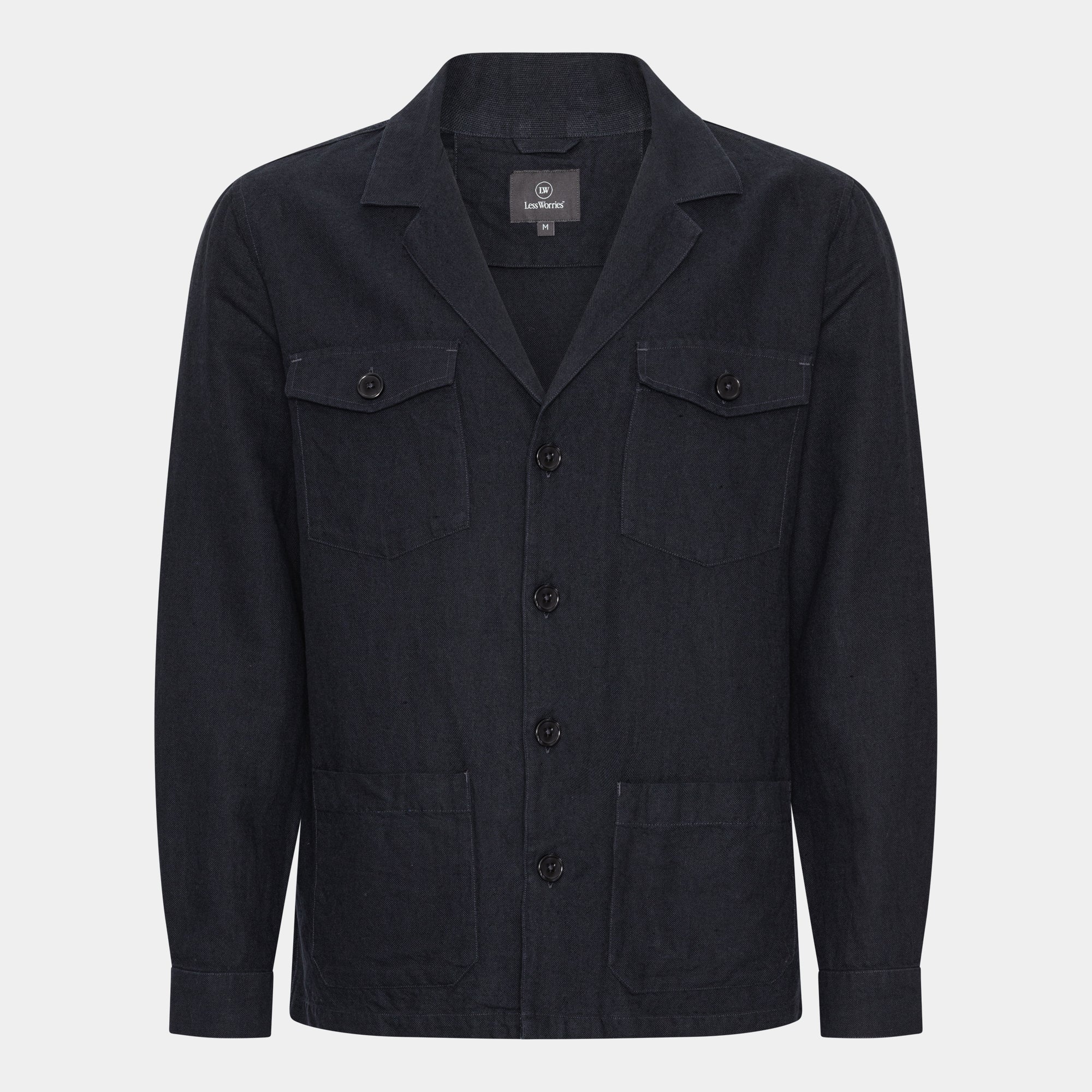Navy Linen Blend Overshirt