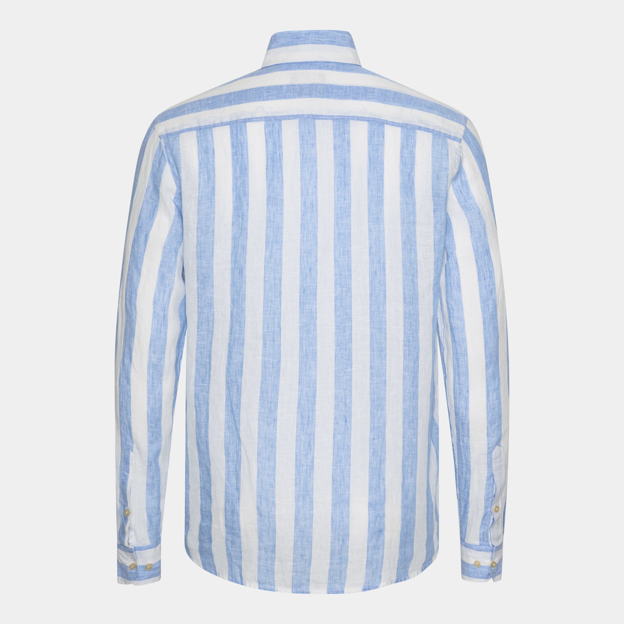 Blue Block Stripe Linen Shirt