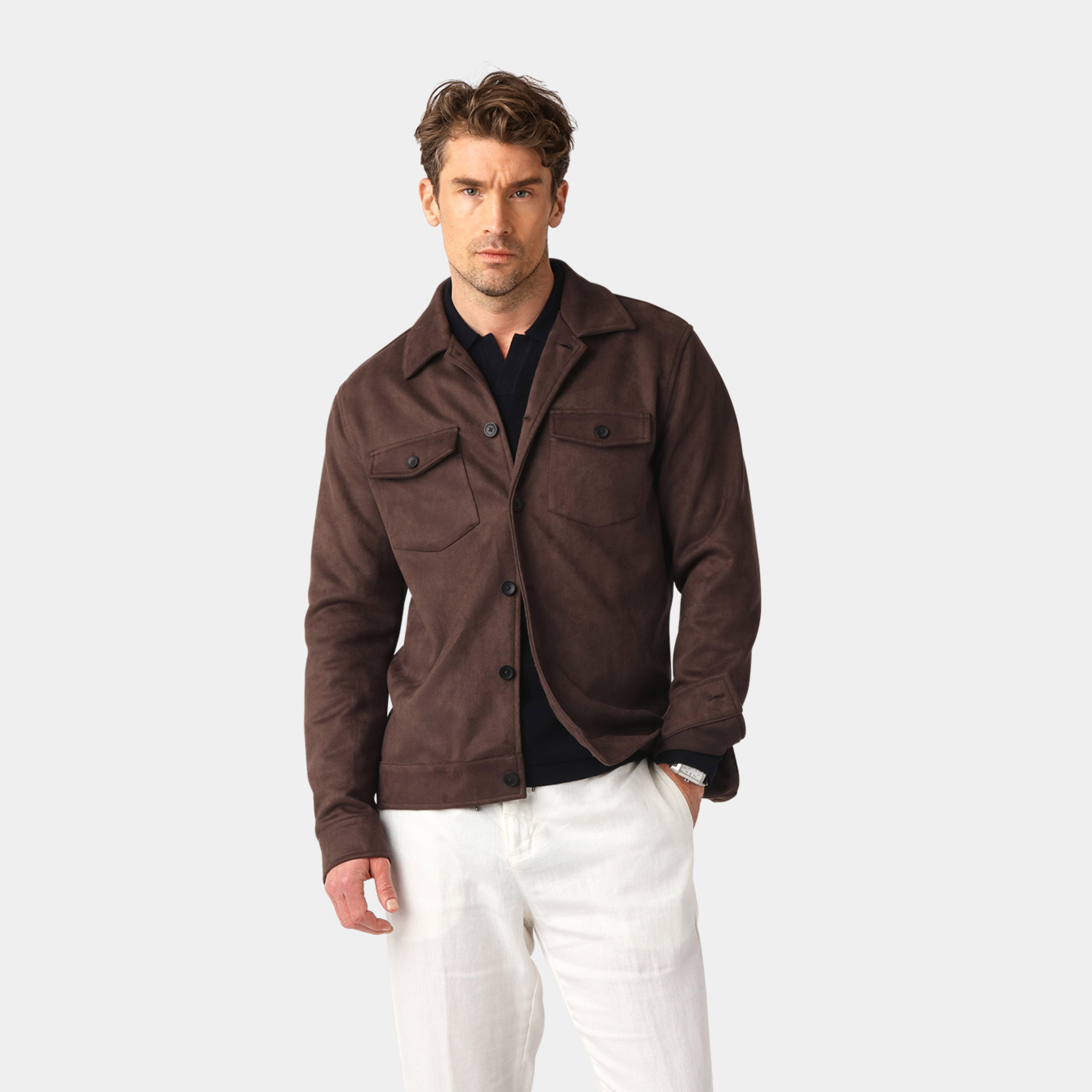 Brown Suede Touch Overshirt