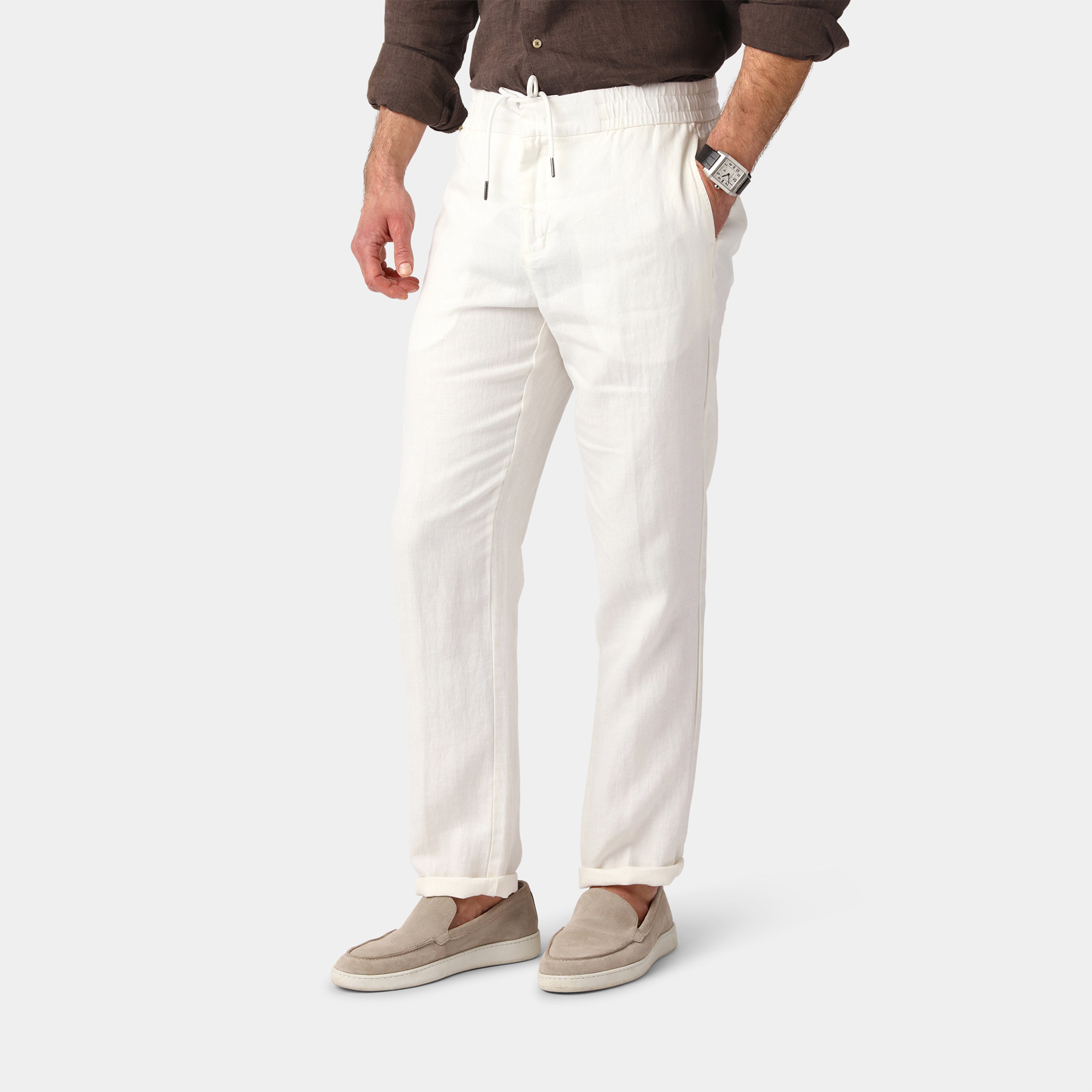 Off-white Linen Trousers - 100% Linen
