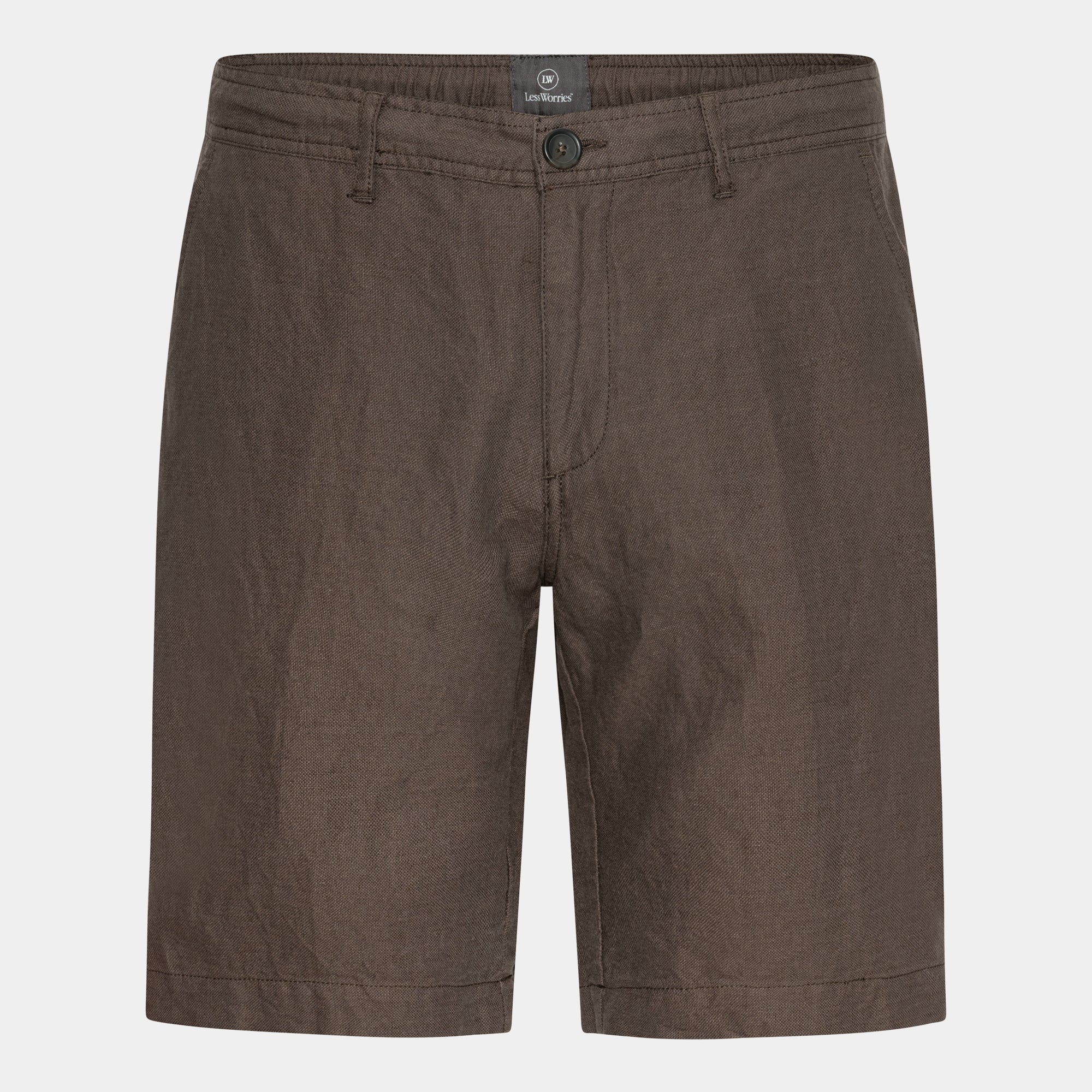 Brown Linen Blend Shorts
