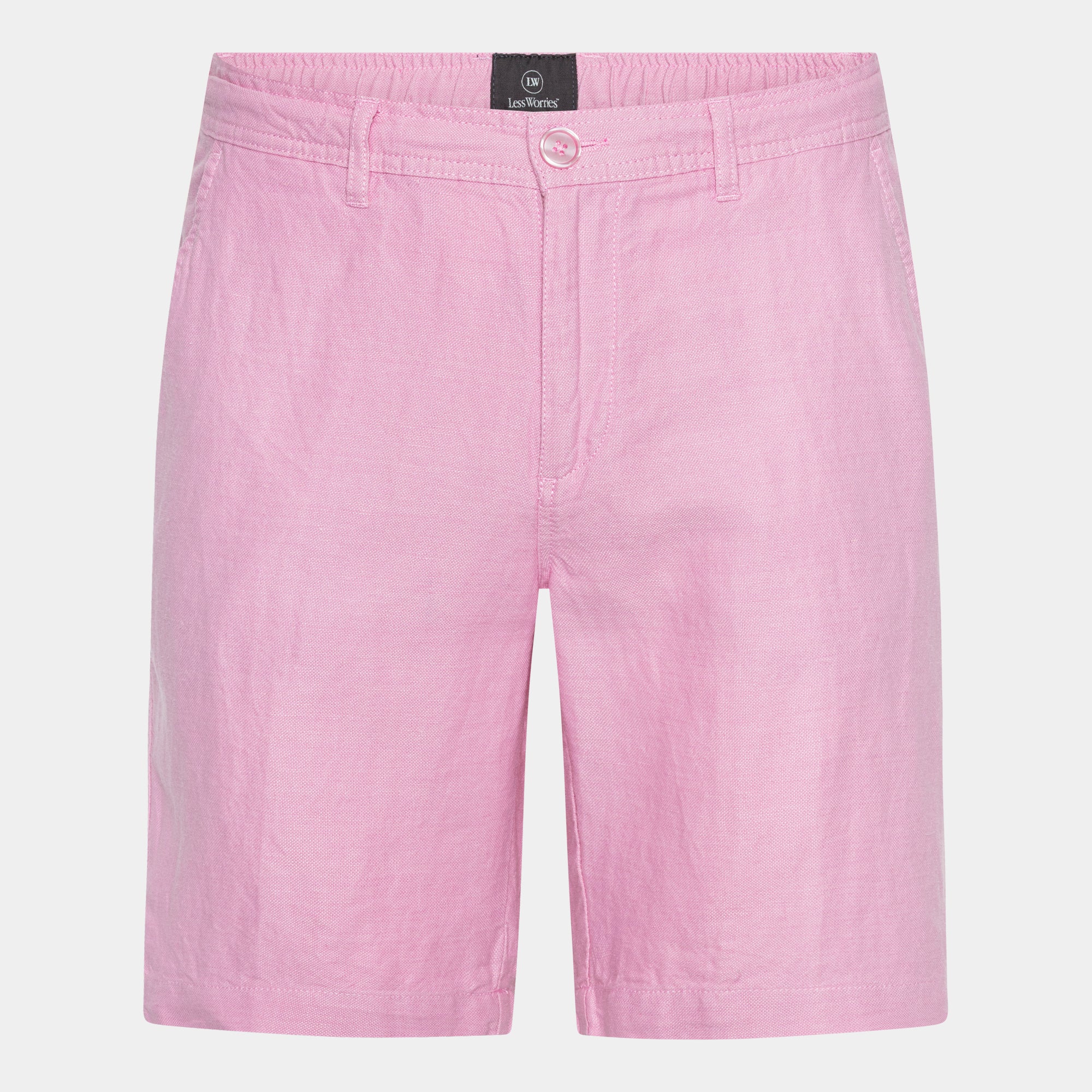 Pink Linen Blend Shorts