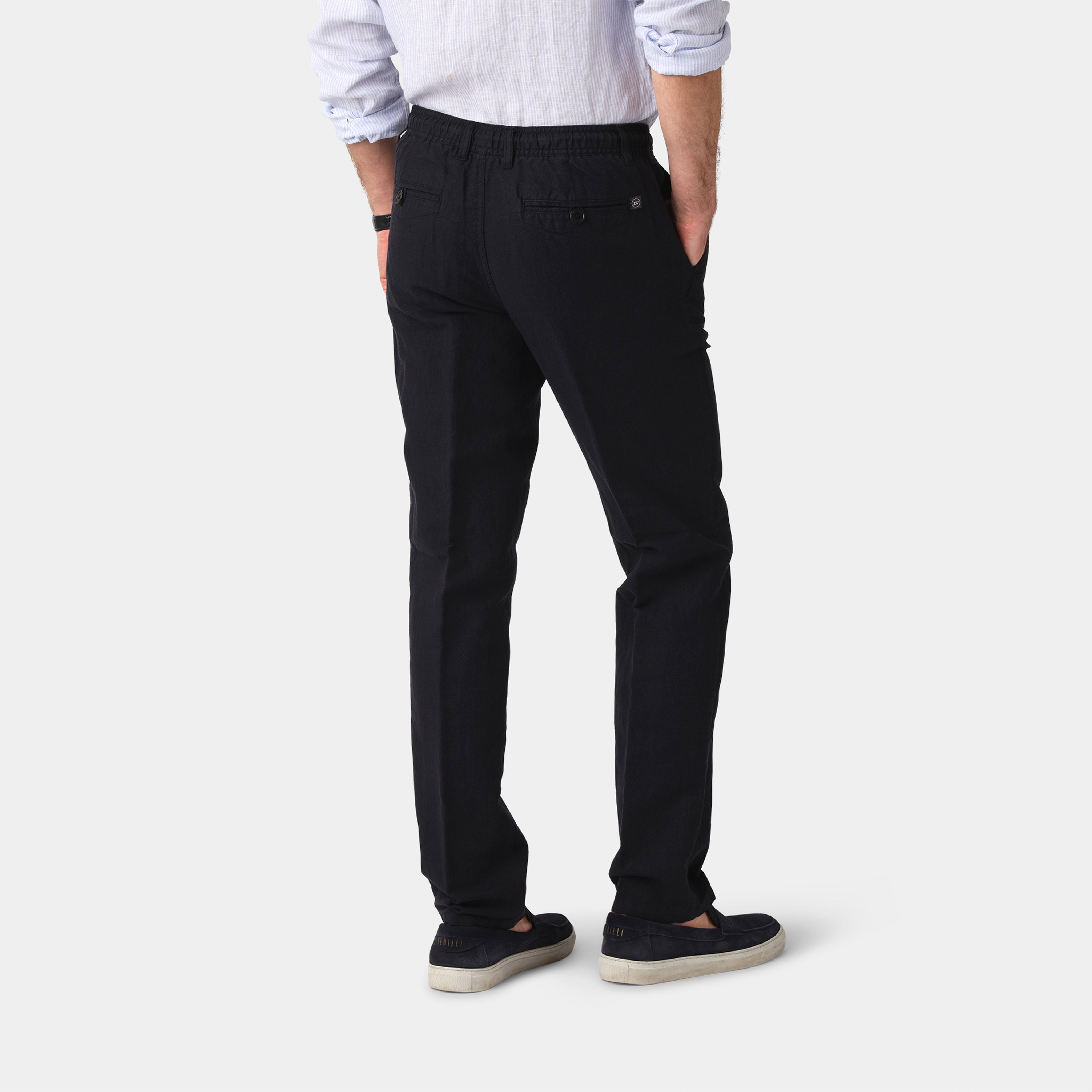 Navy Linen Blend Pants