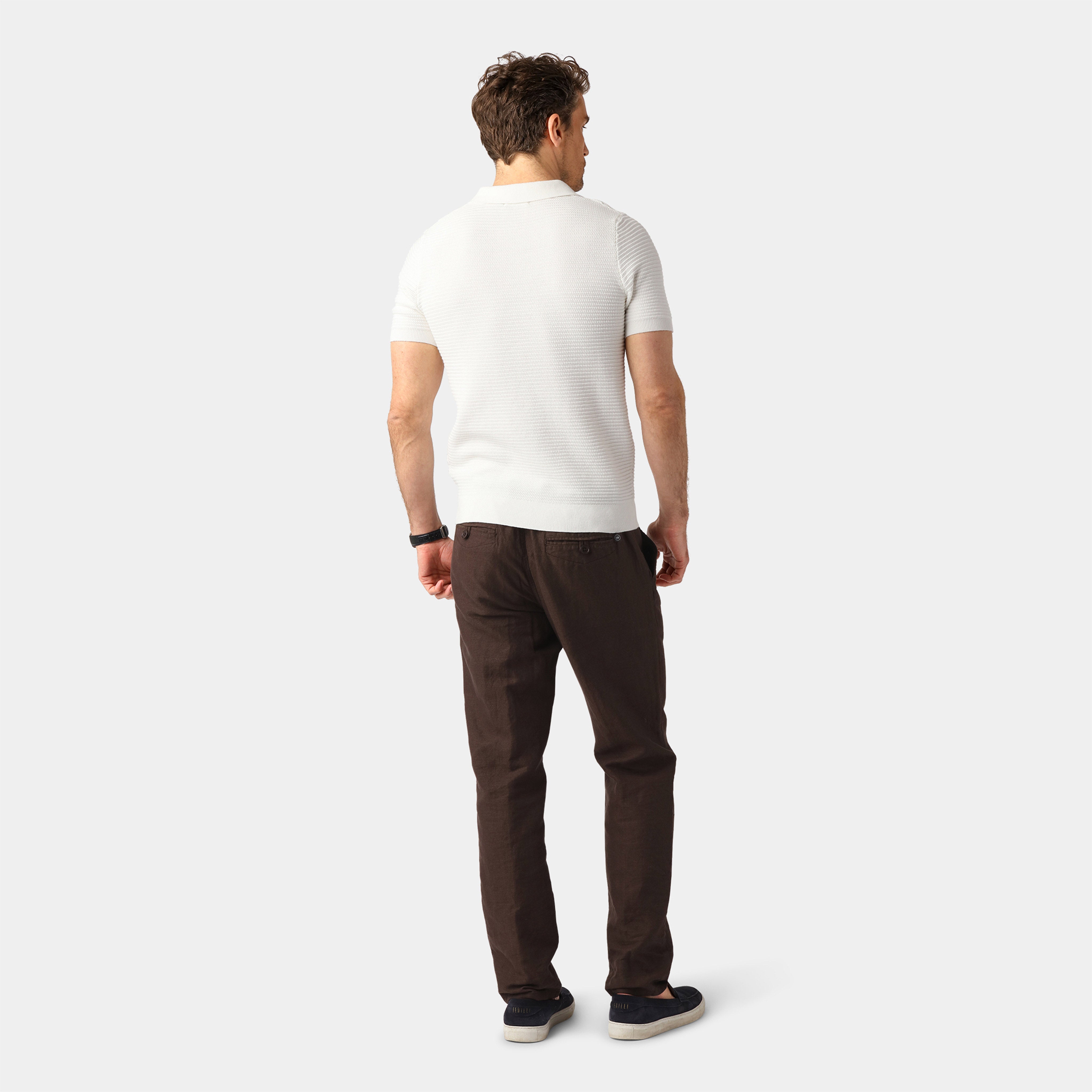 Brown Linen Blend Pants