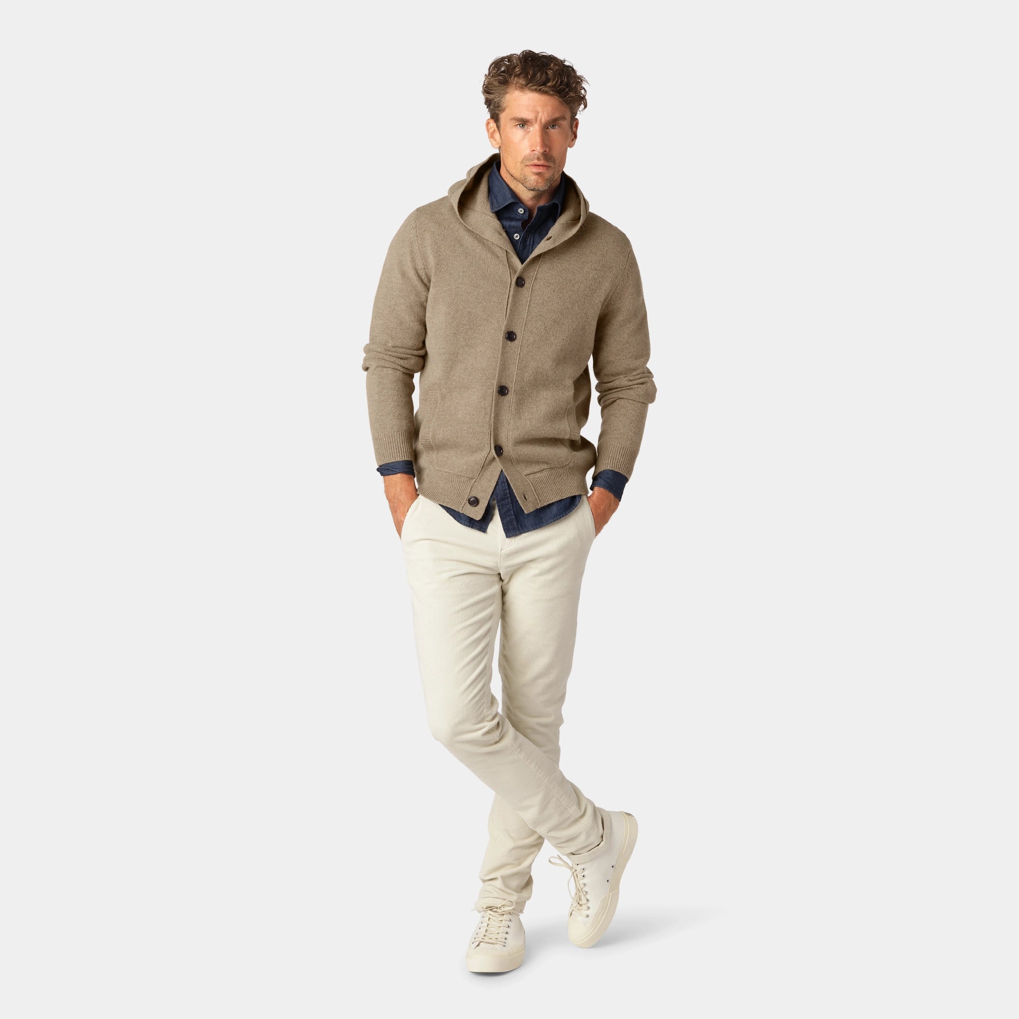 Beige Cardigan Hoodie