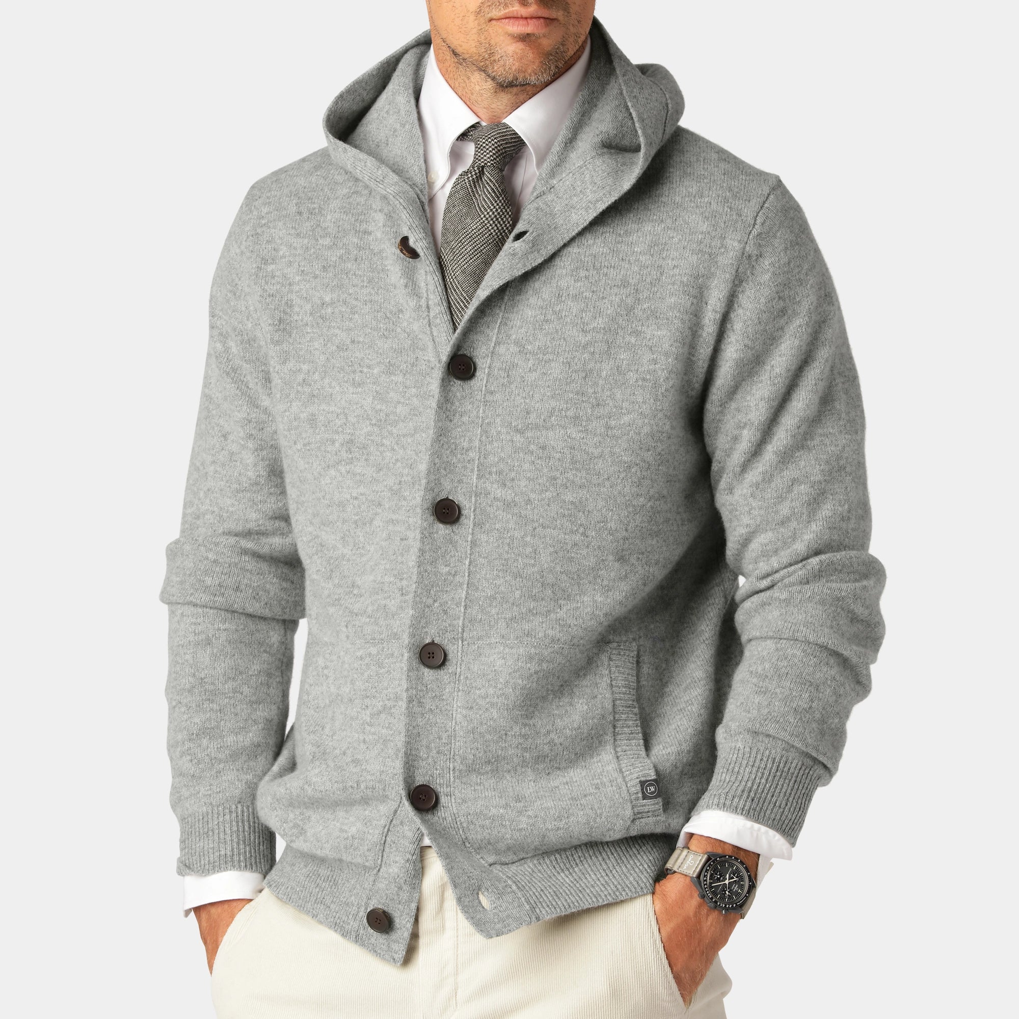 Gråmelerad Cardigan Hoodie
