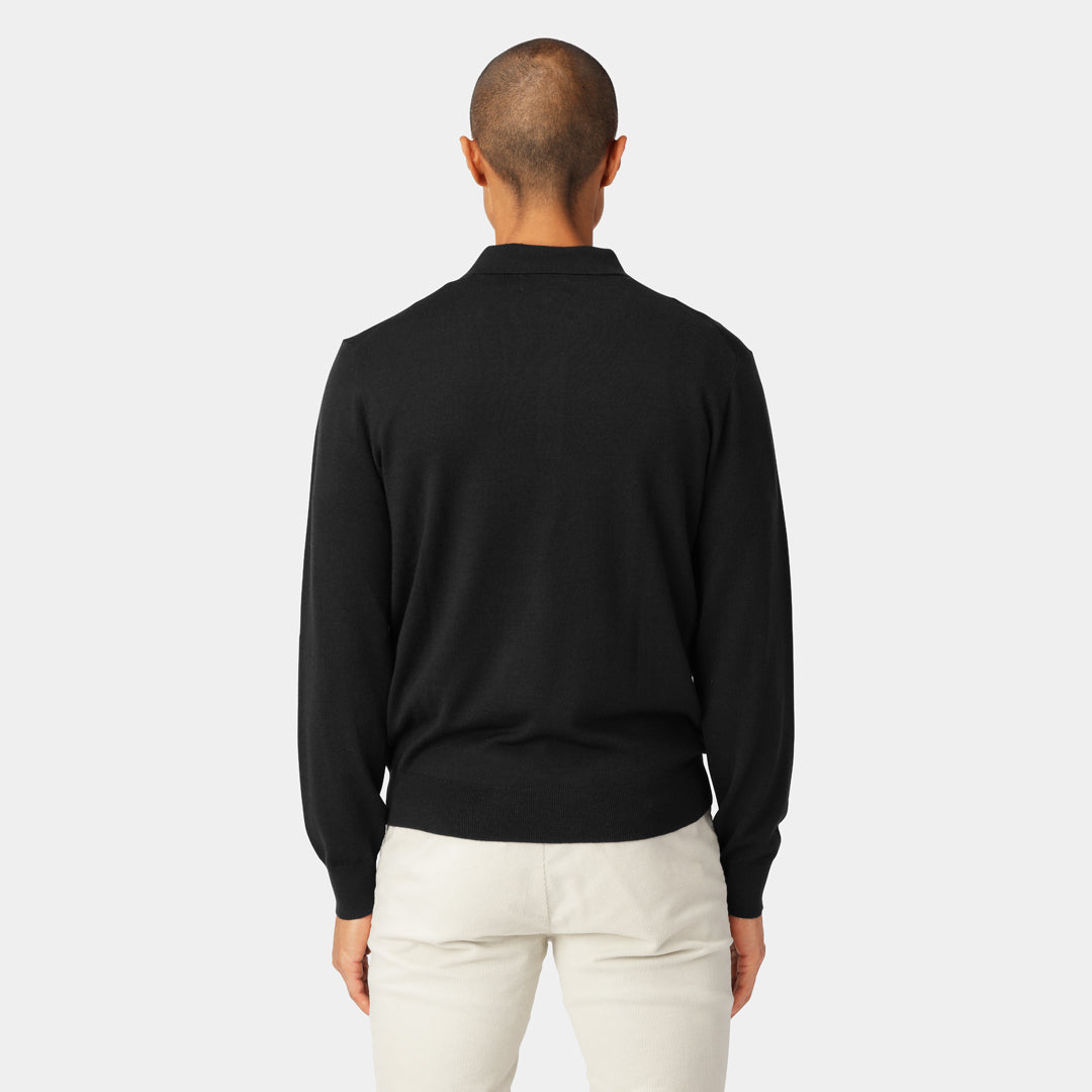 Navy Merino Polo