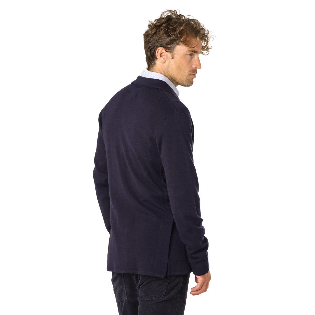 Marinblå Stickad Merino blazer