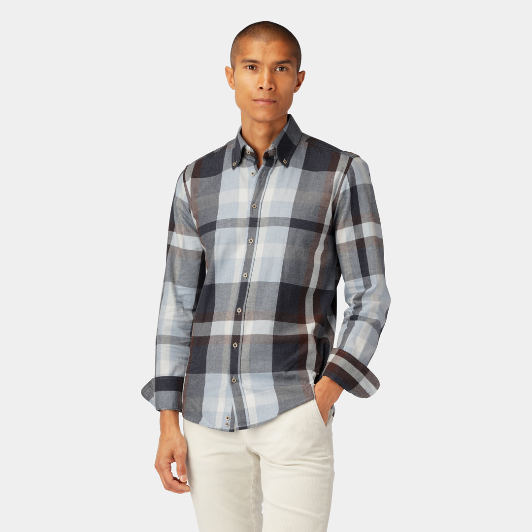 Light Blue Flannel Check Shirt