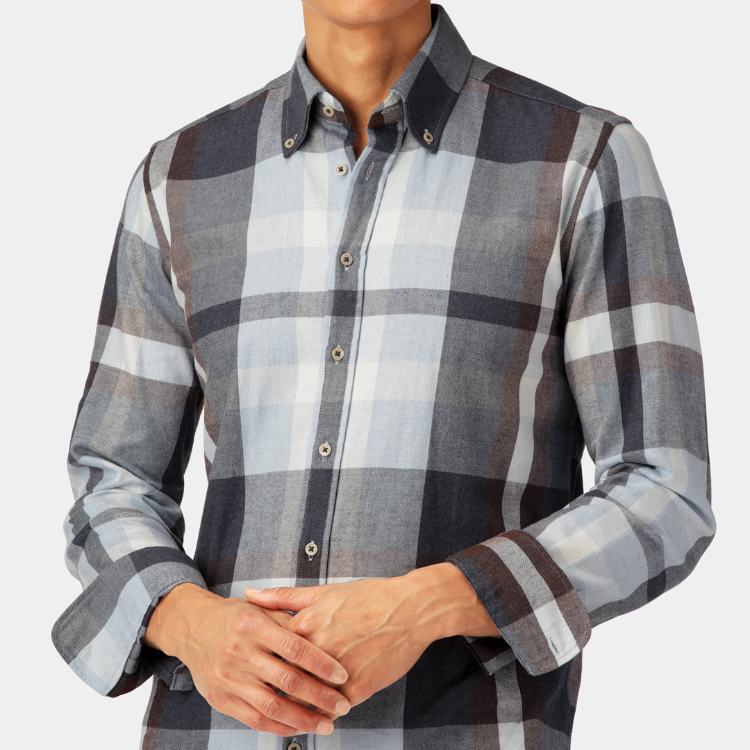 Light Blue Flannel Check Shirt