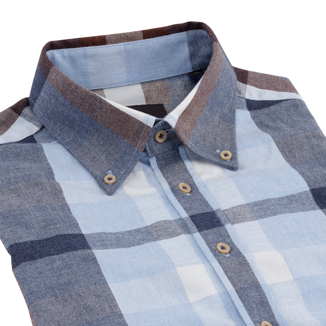 Light Blue Flannel Check Shirt