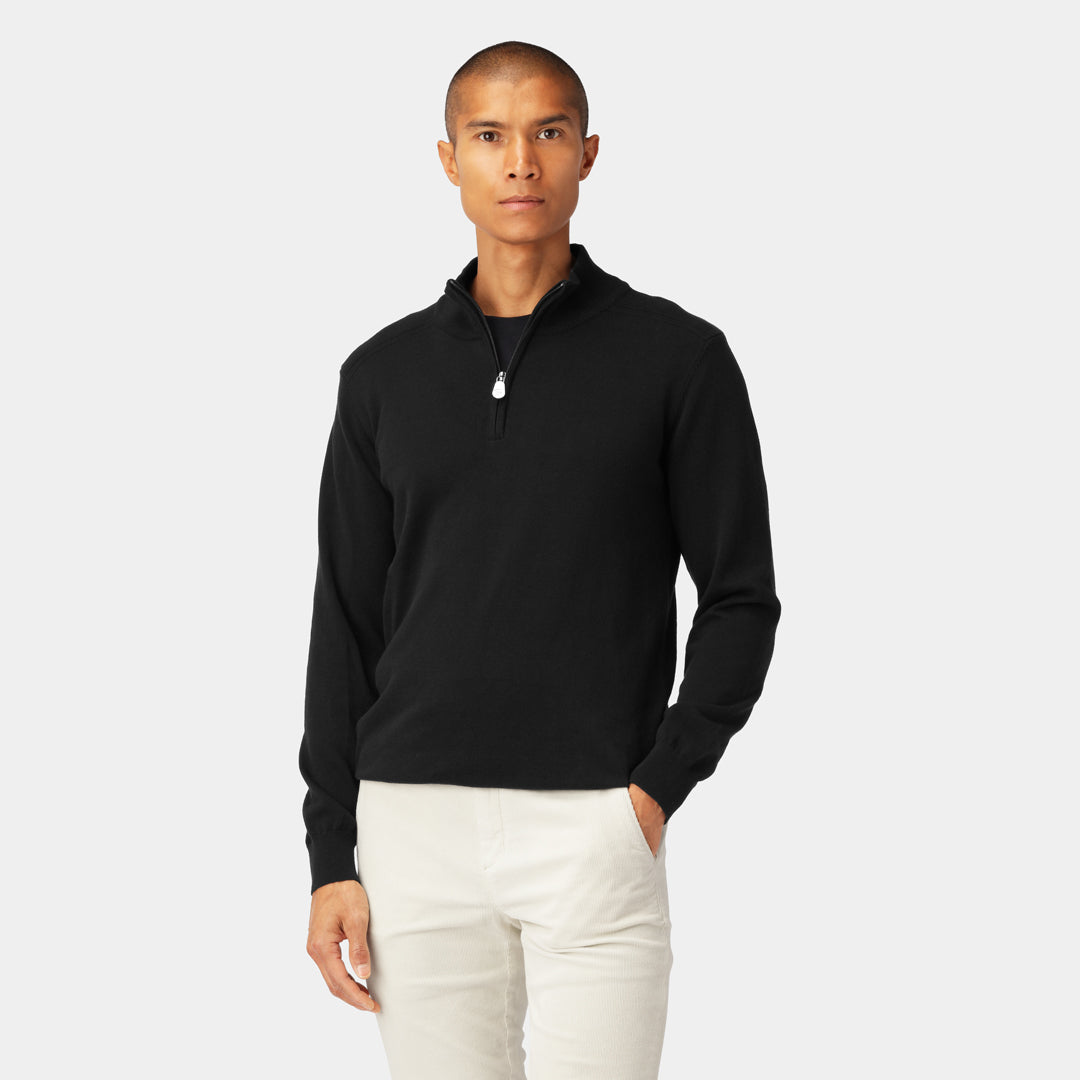 Marinblå stickad Half-Zip-tröja