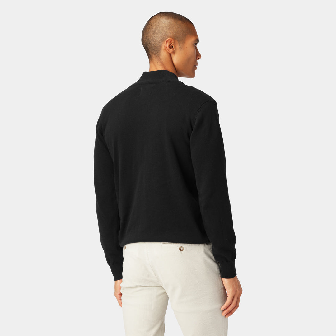 Marinblå stickad Half-Zip-tröja