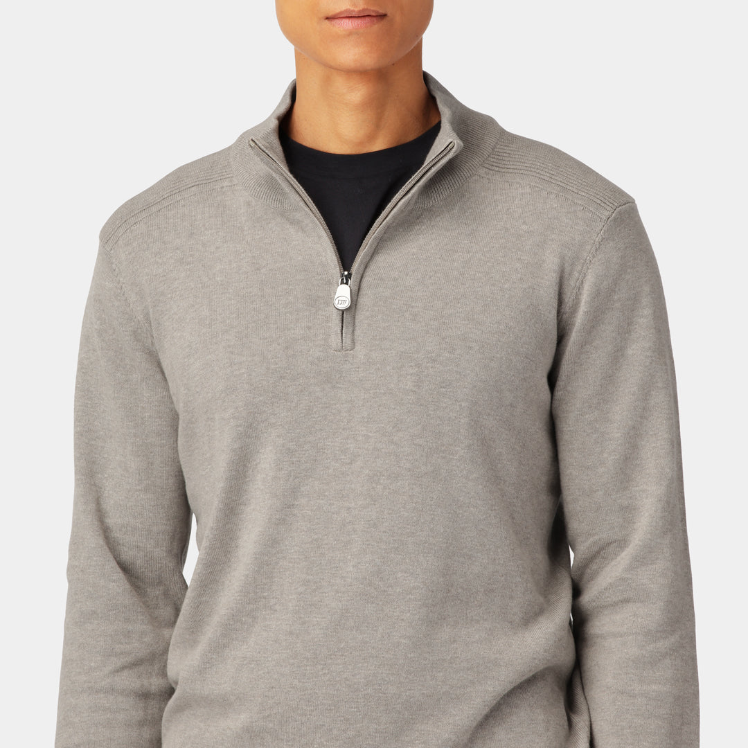 Ljusgrå stickad Half-Zip-tröja