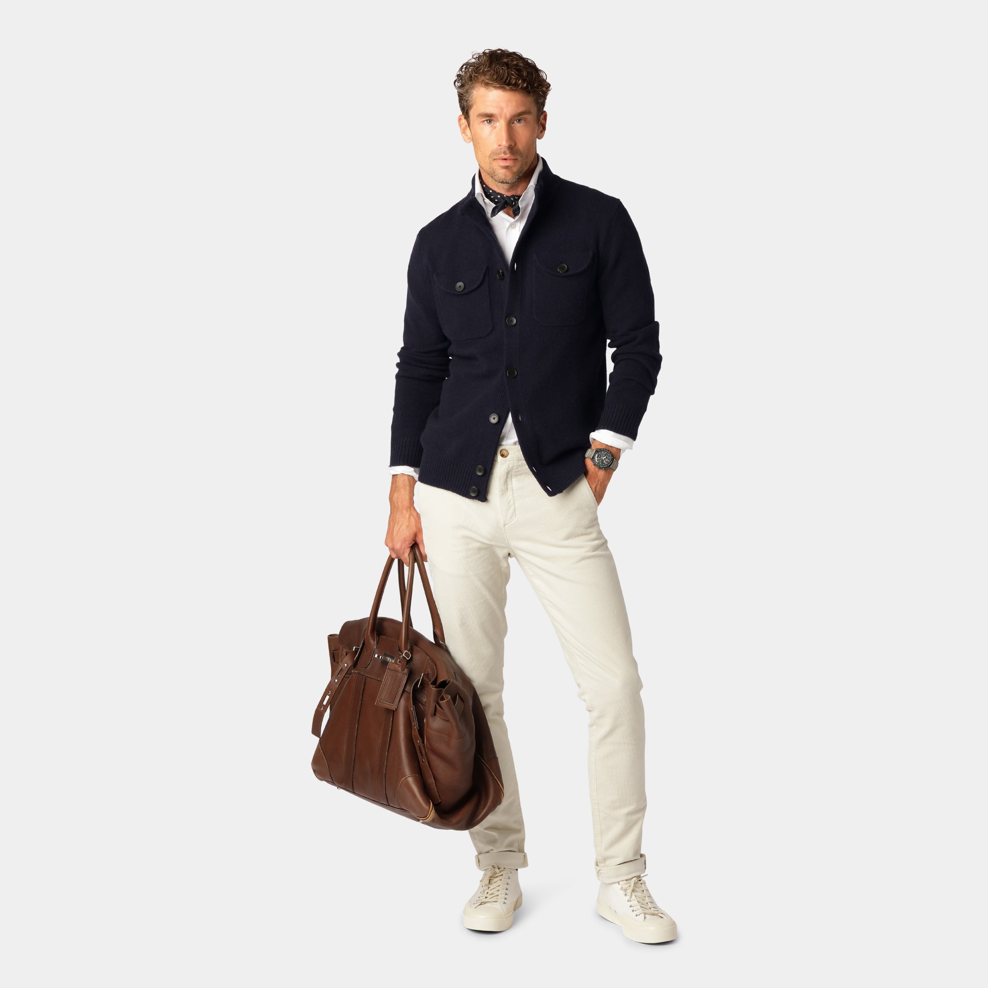 Marinblå Turtleneck Cardigan