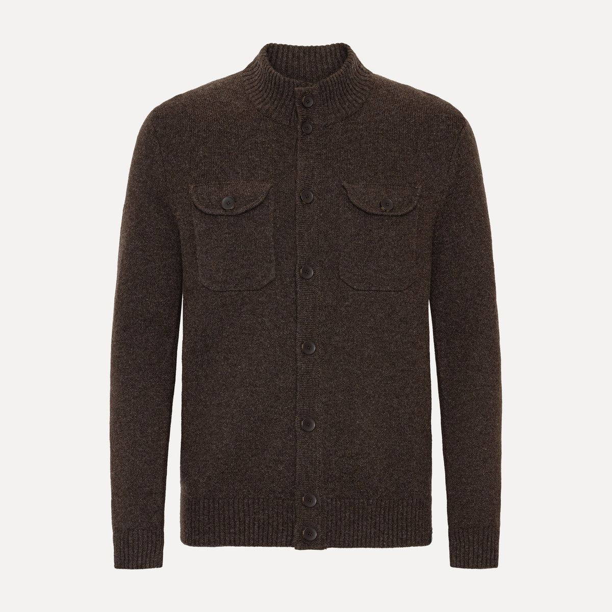 Cardigan med Fickor, Chokladbrun