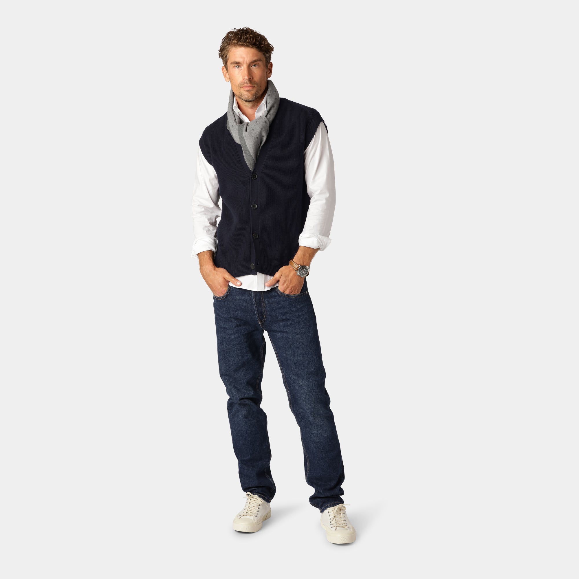 Navy Vest Knitted Rib