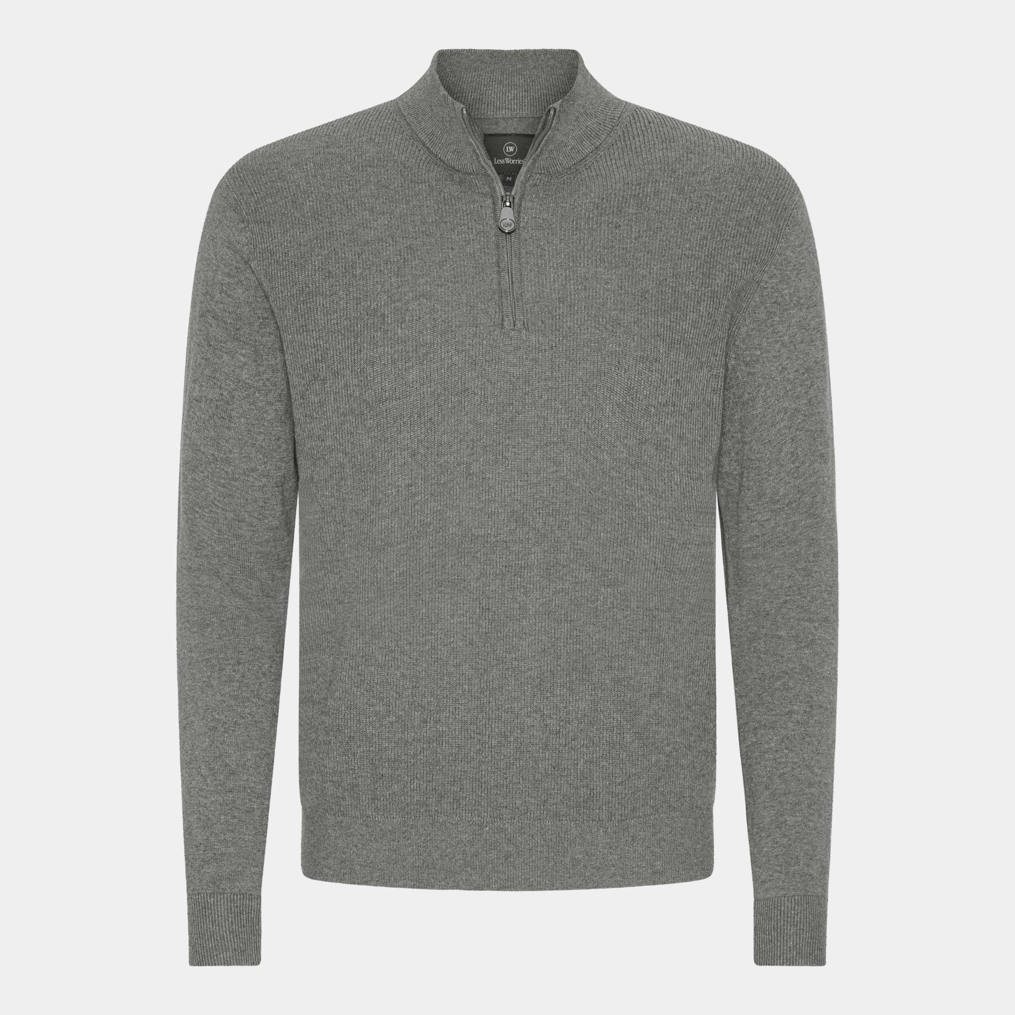 Grå stickad Half-Zip-tröja
