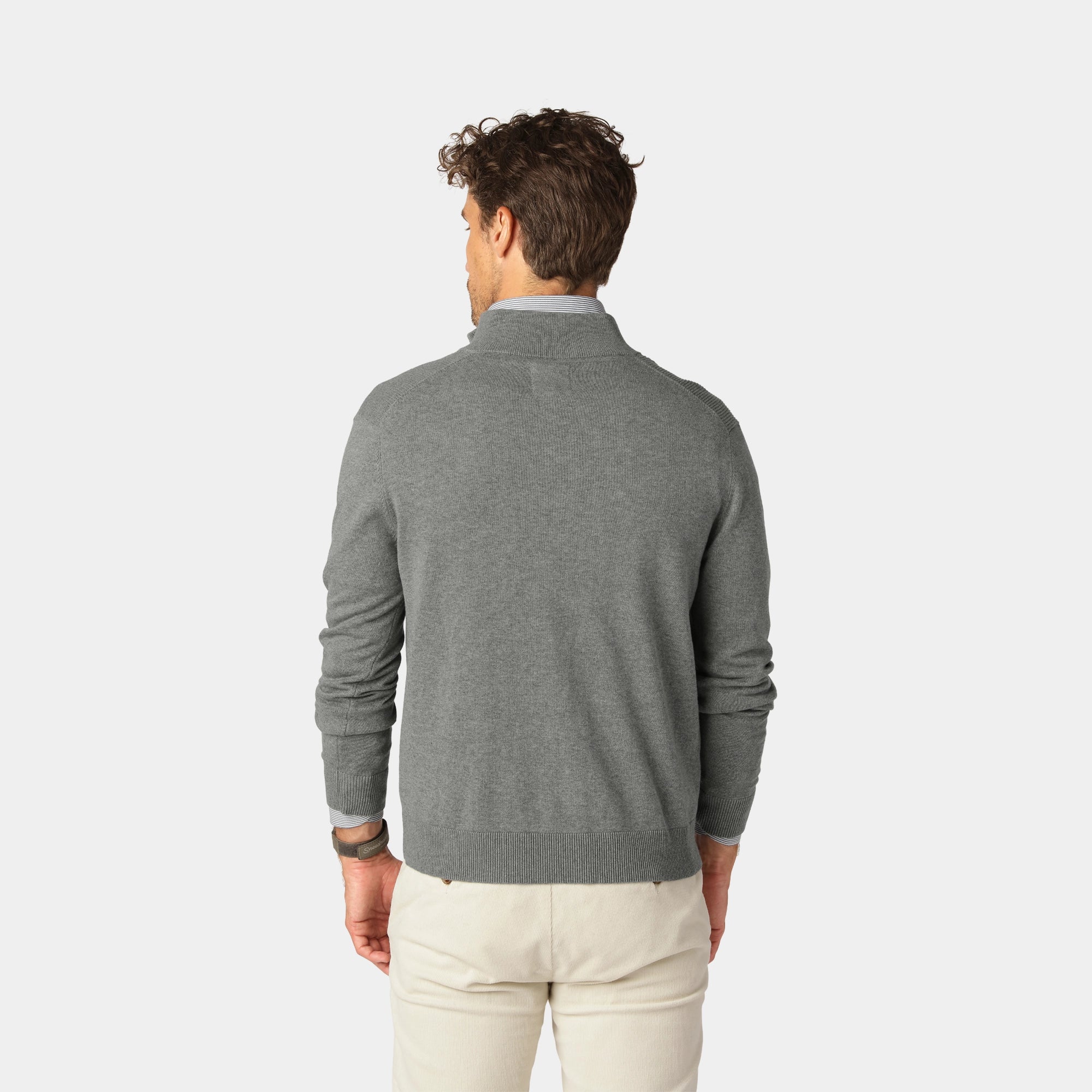 Grå stickad Half-Zip-tröja