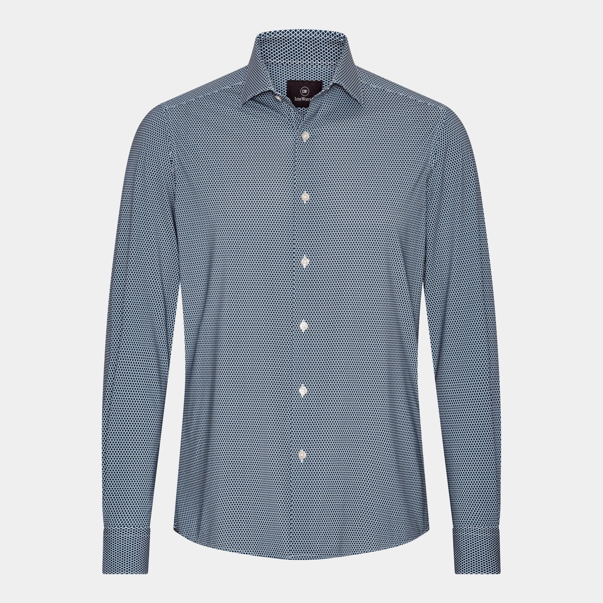 Navy Print Stretch Shirt