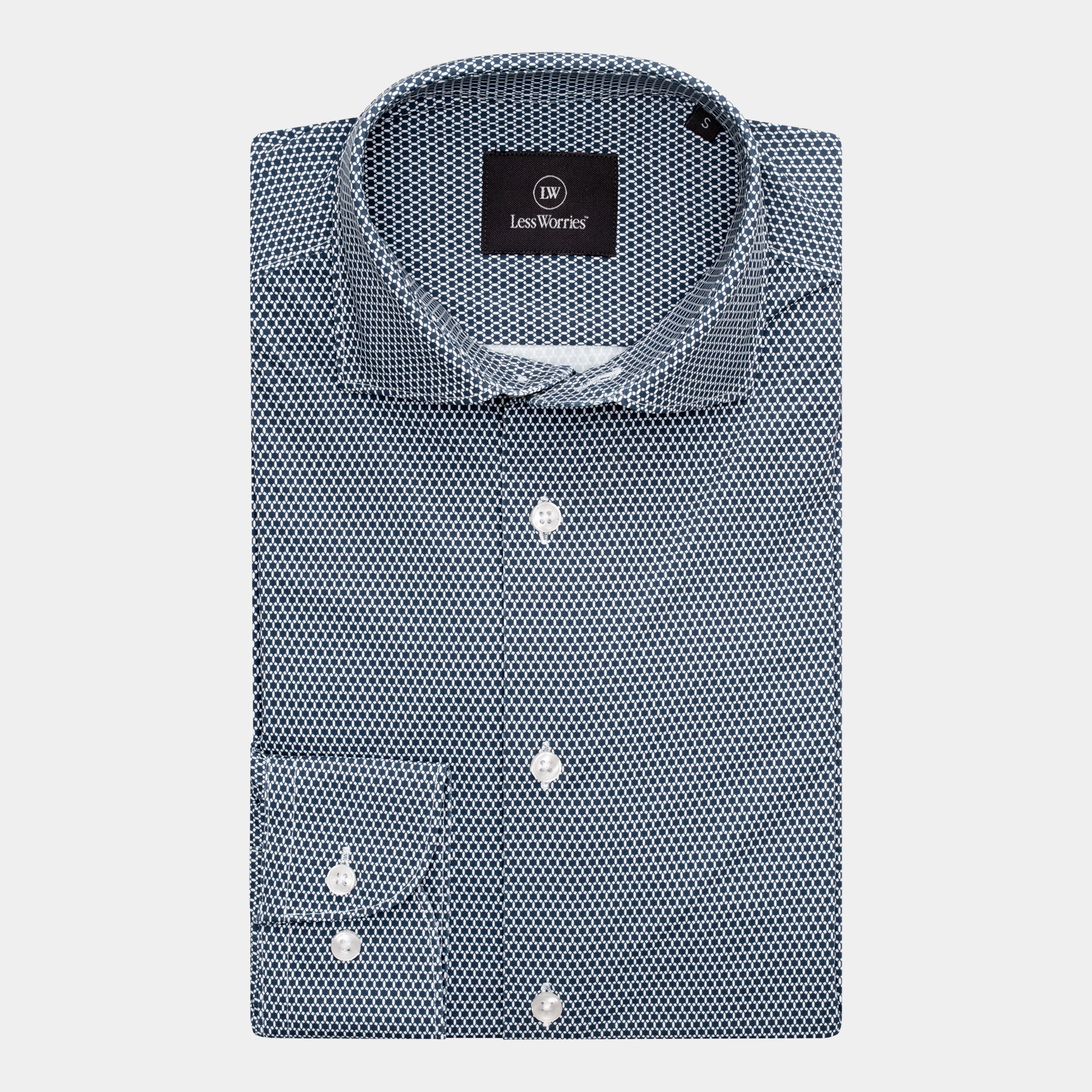 Navy Print Stretch Shirt