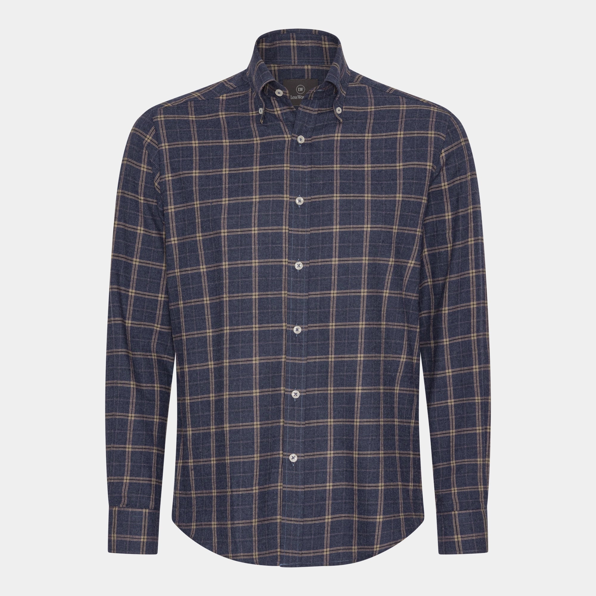 Blå Rutig Twill Flanellskjorta