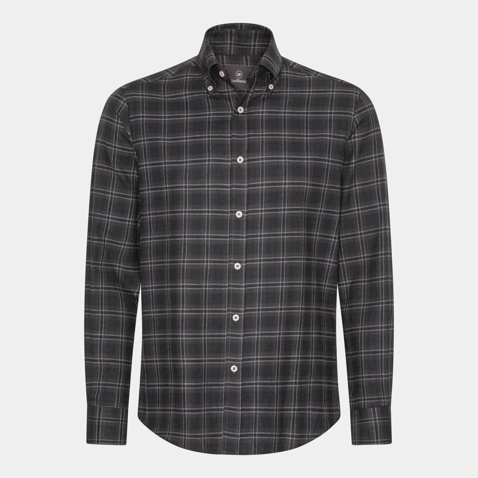 Grå Rutig Twill Flanellskjorta