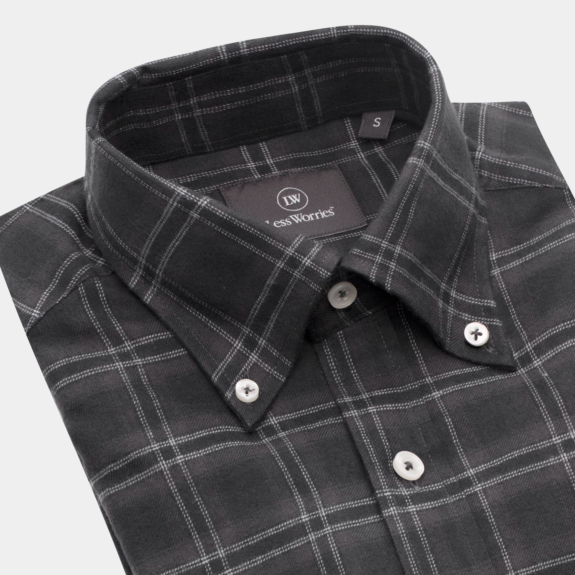 Grå Rutig Twill Flanellskjorta